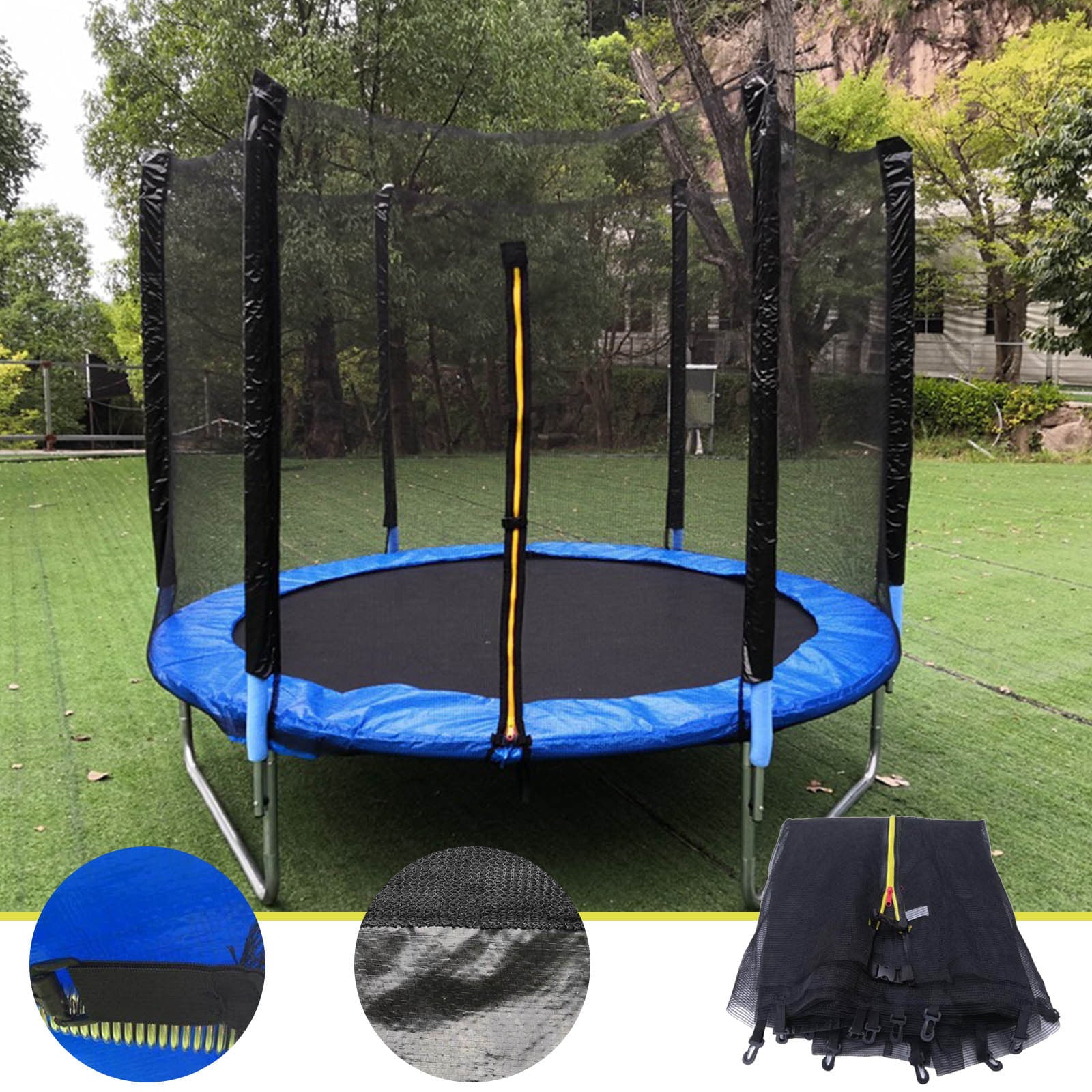 Aimik Trampoline Safety Nets for Round Trampolines Using Variant Arches - Breathable UV and Weather-Resistant Trampoline Net Replacement with Top Sleeves