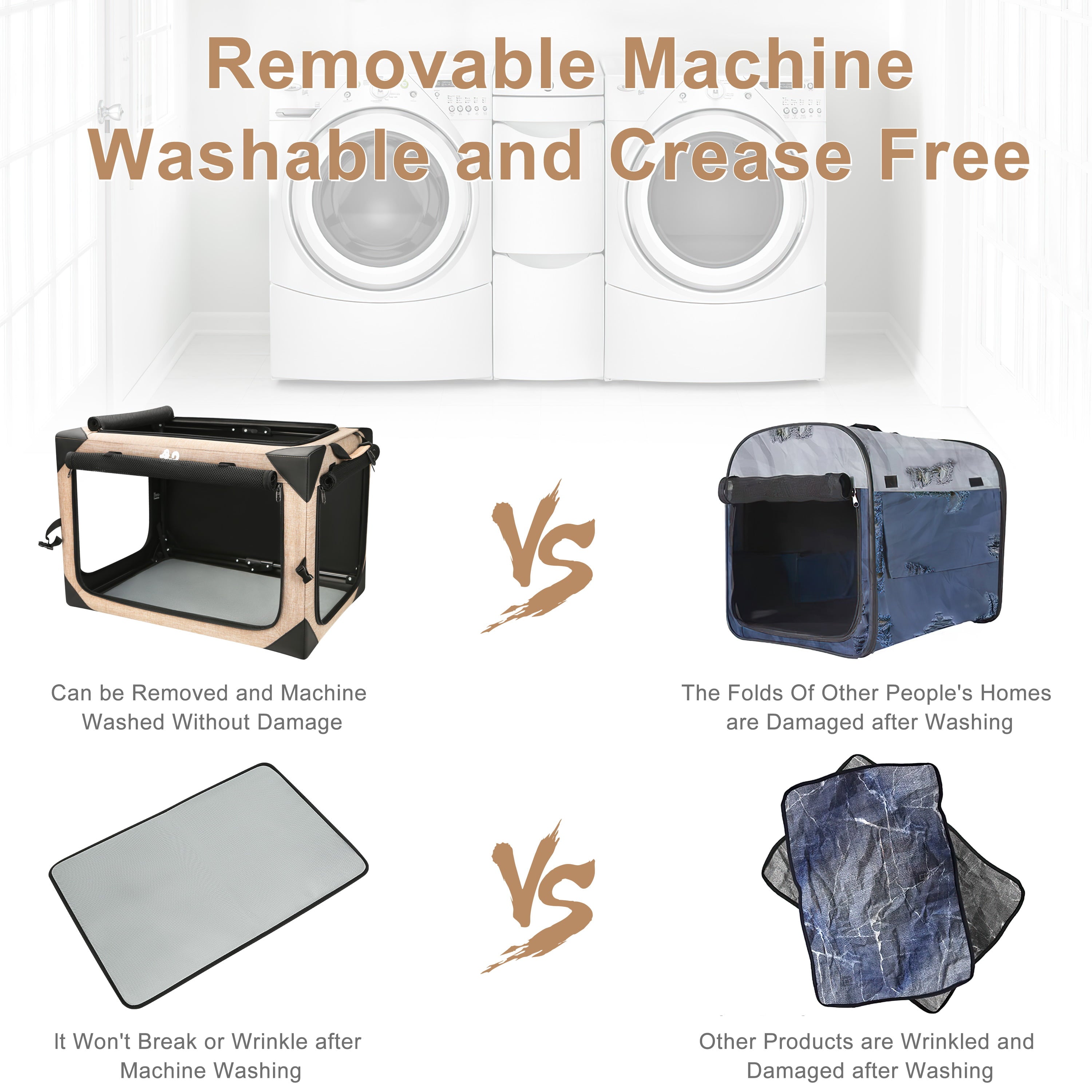 Soft-Sided Dog Crate Quick Portable Folding Washable Kennel for Large Breed