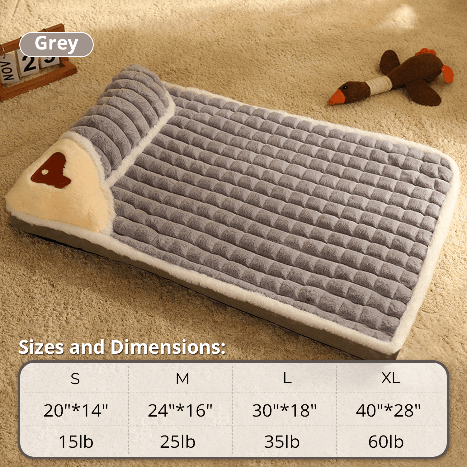 Dog Bed， Deluxe Cooling Gel Memory Foam Mink Plush Chaise Couch Pet Bed for Large Dog， M