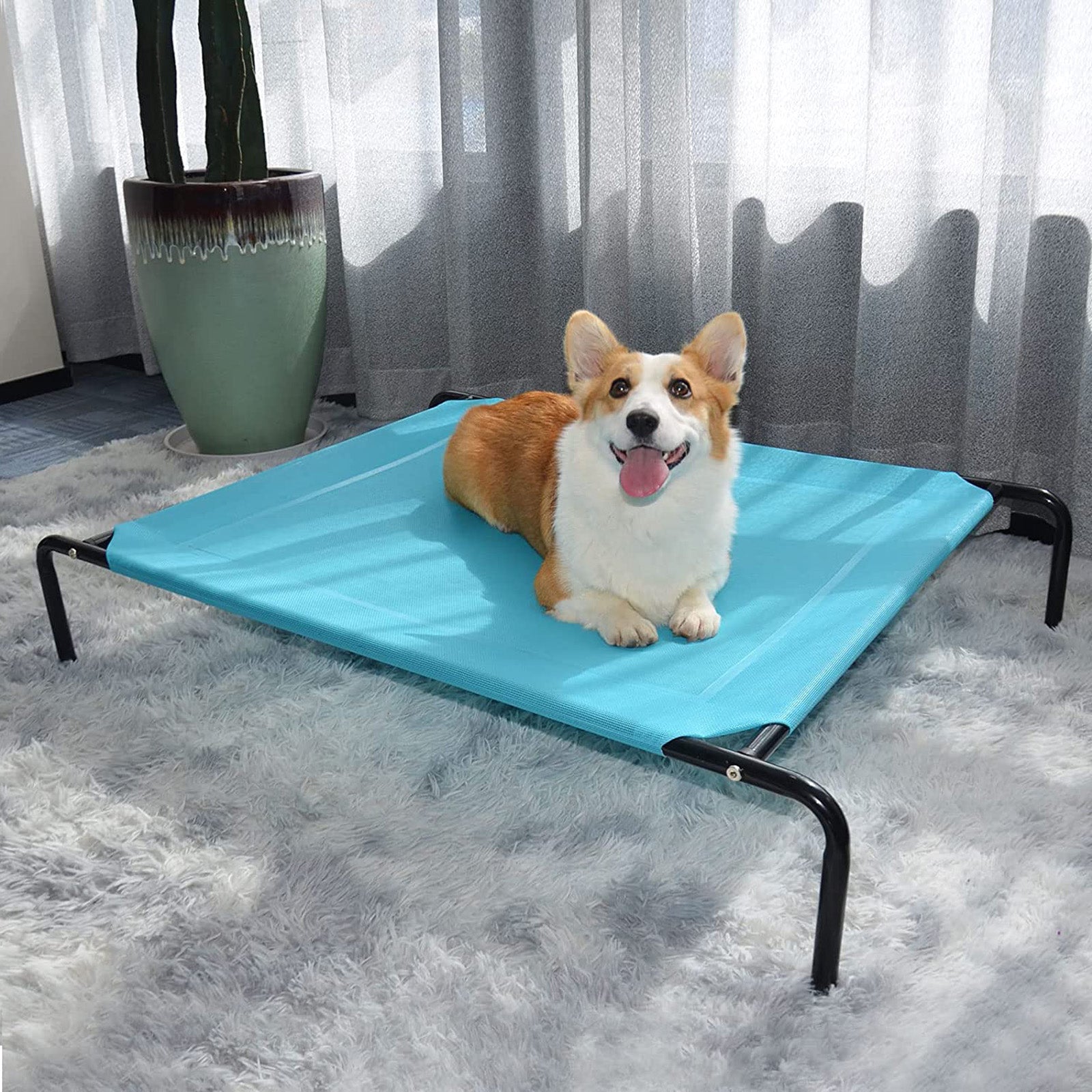 Extra Large Elevated Dog Bed - Raised Portable Pet Beds for Extra Large Medium Small Dogs - Blue