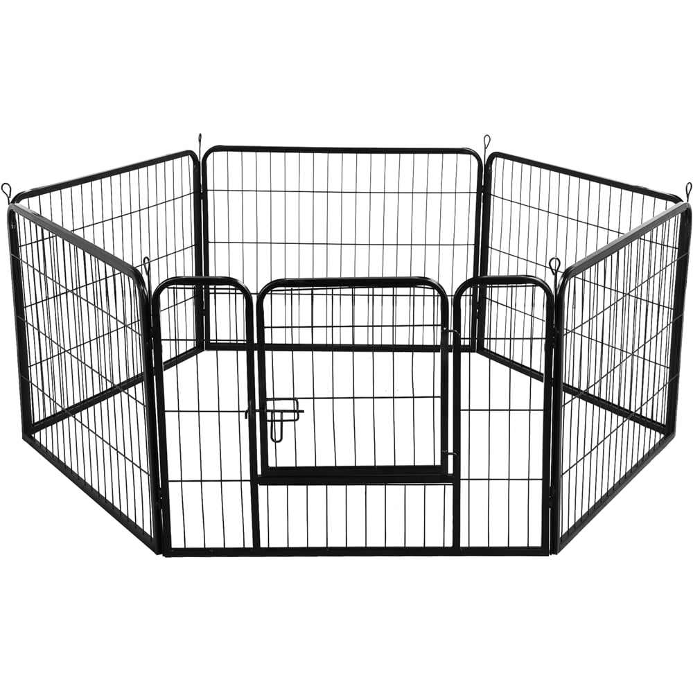 Topeakmart 6 Panels Heavy Duty Pet Playpen Dog Exercise Pen Cat Fence， 23.6''H， Black