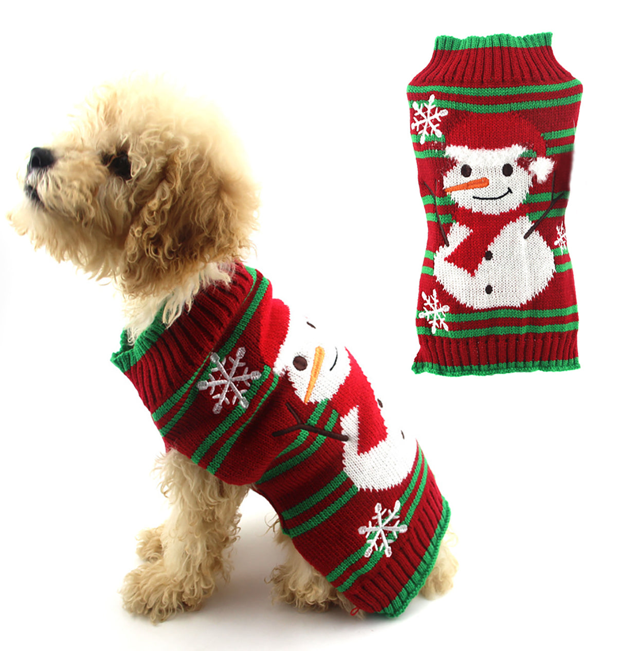 Christmas Dog Sweaters Dog Snow Snowman Sweaters Xmas Dog Holiday Sweaters New Year Christmas Sweater Pet Clothes for Small Dog and Cat - M
