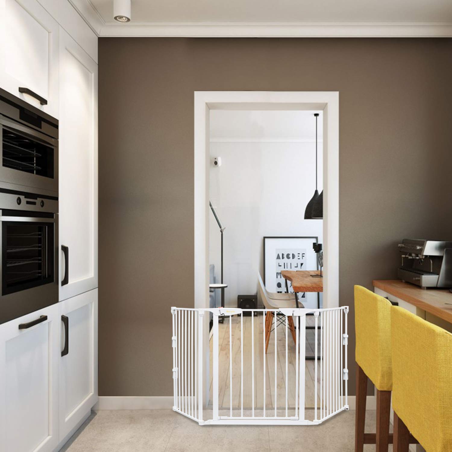 74-Inch Versatile Safety Gate Metal Baby Pet Gate Configurable Dog Barrier - Ideal for Wide Door Openings， Stairways， Doorways (25.39