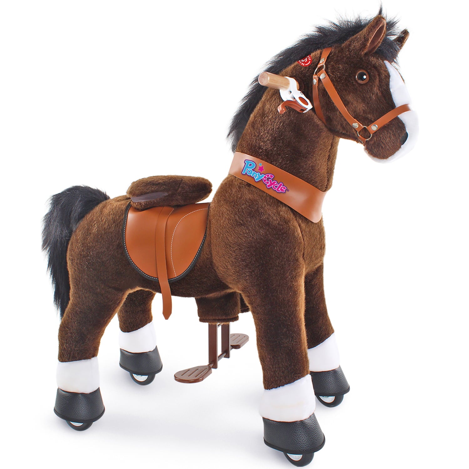 PonyCycle Riding Horse Toy Push and Pedal Ride-Ons for Boys and Girls Age 4-8 Chocolate Brown