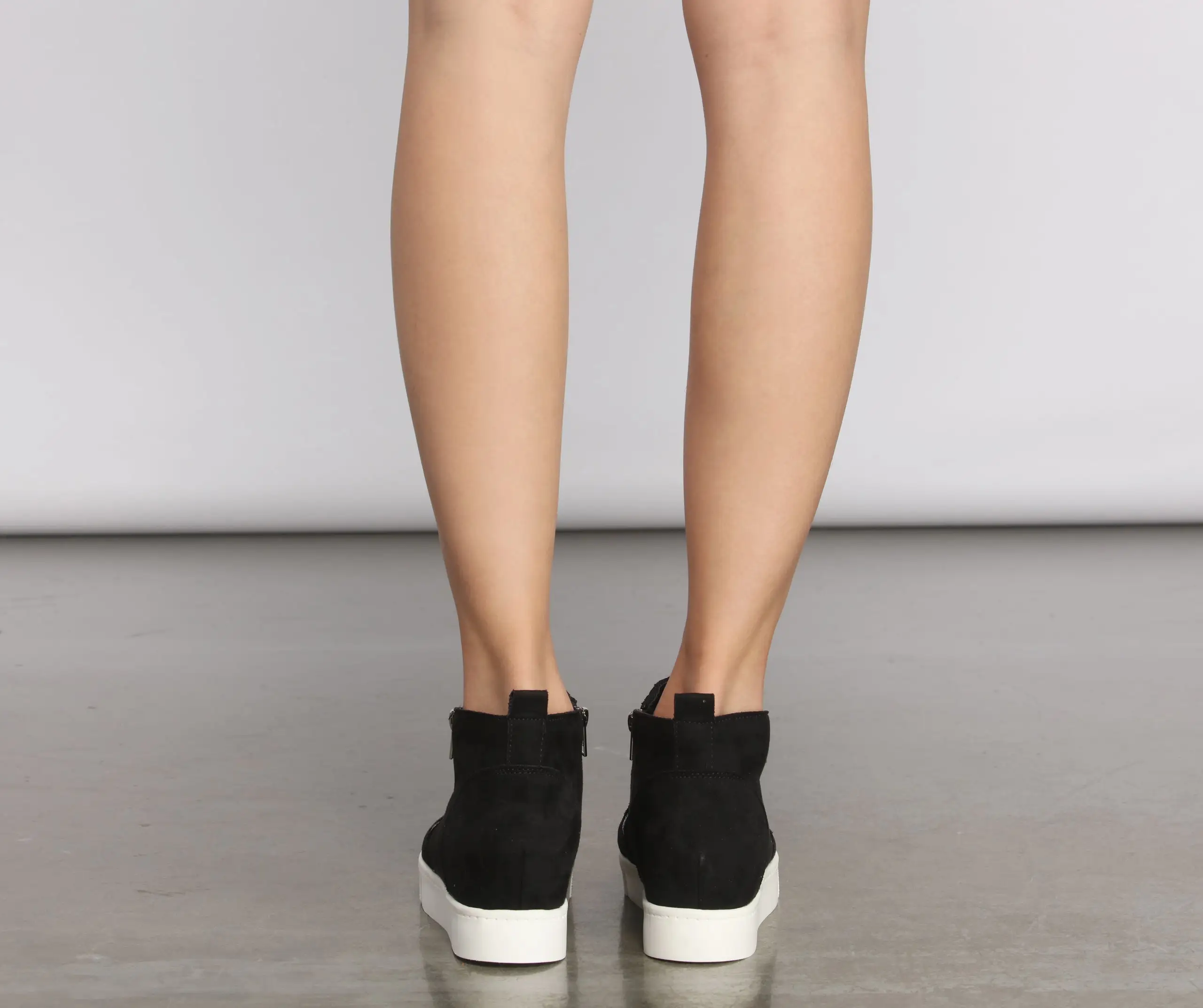 Faux Suede High Top Zipped Sneakers