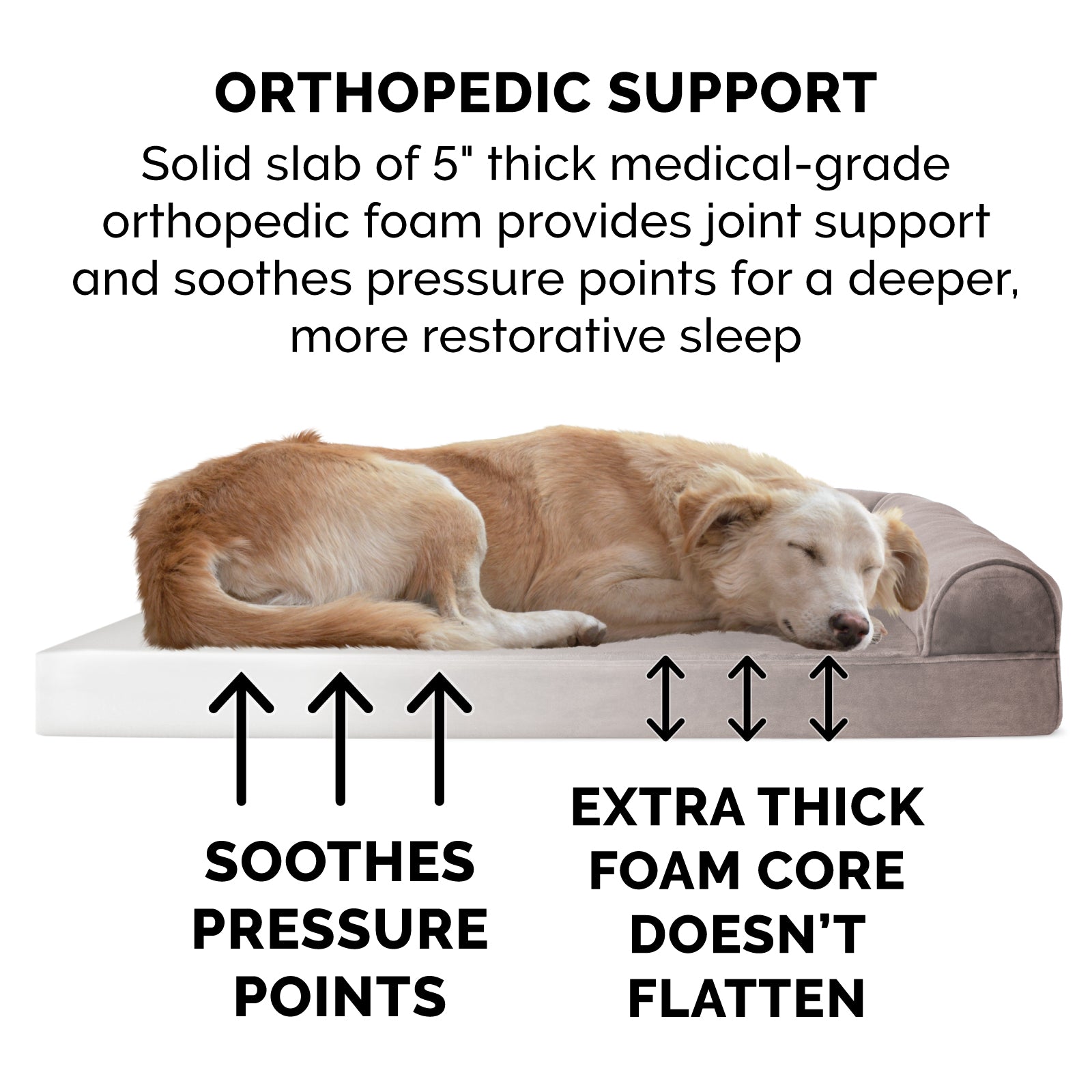 FurHaven | Orthopedic Faux Fur and Velvet Sofa Pet Bed for Dogs and Cats， Driftwood Brown， Jumbo Plus