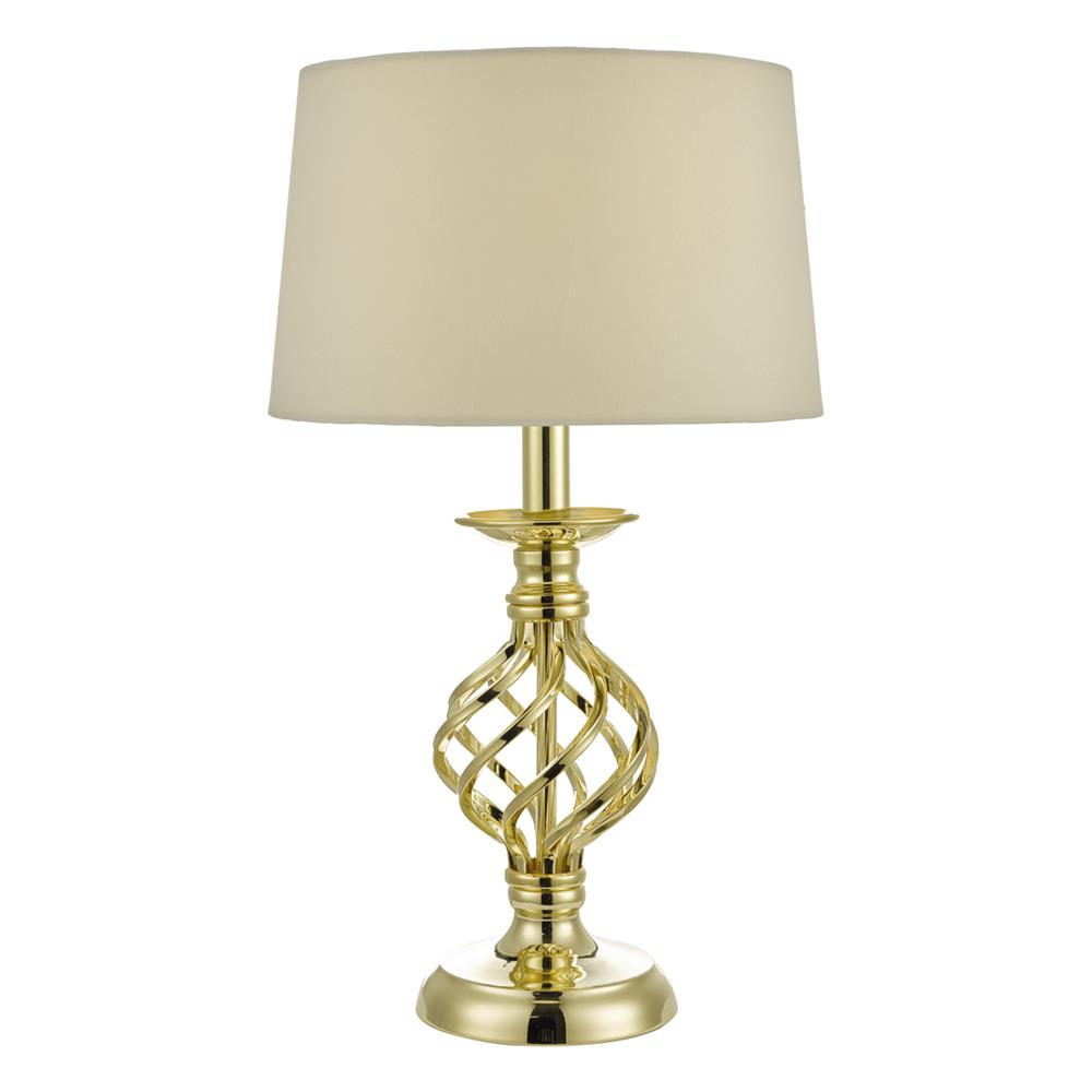 DAR IFF4135 Iffley Polished Gold Twist Base Touch Table Lamp with Cream Shade 43cm