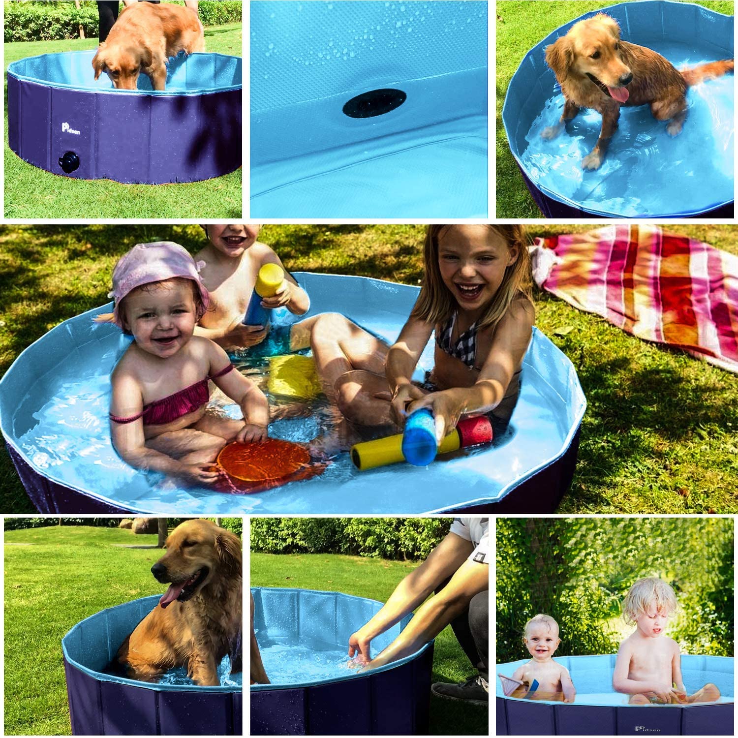 Intera Foldable Pet Swimming Pool Portable Dog Pool Kids Pets Dogs Cats Outdoor Bathing Tub Bathtub Water Pond Pool and Kiddie Pools