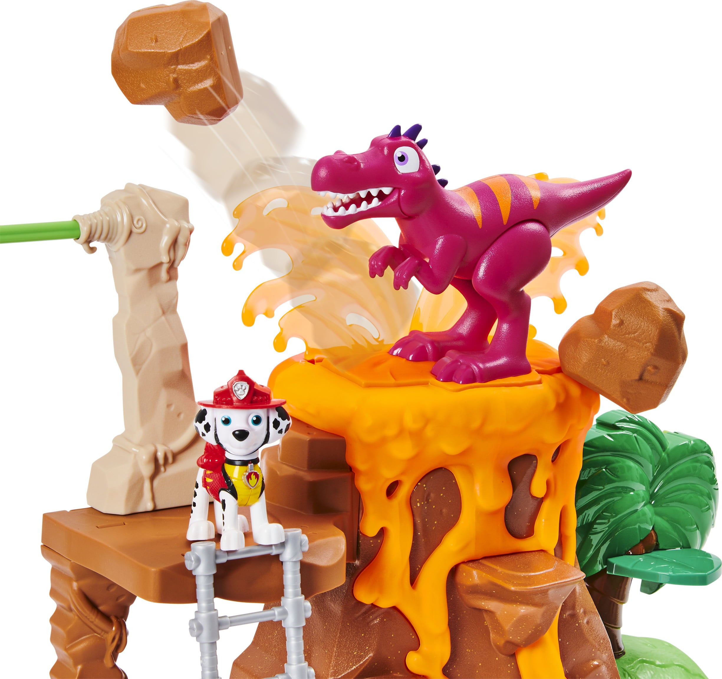 PAW Patrol， Dino Rescue Volcano Playset with Zipline and 3 Exclusive Figures， Walmart Exclusive