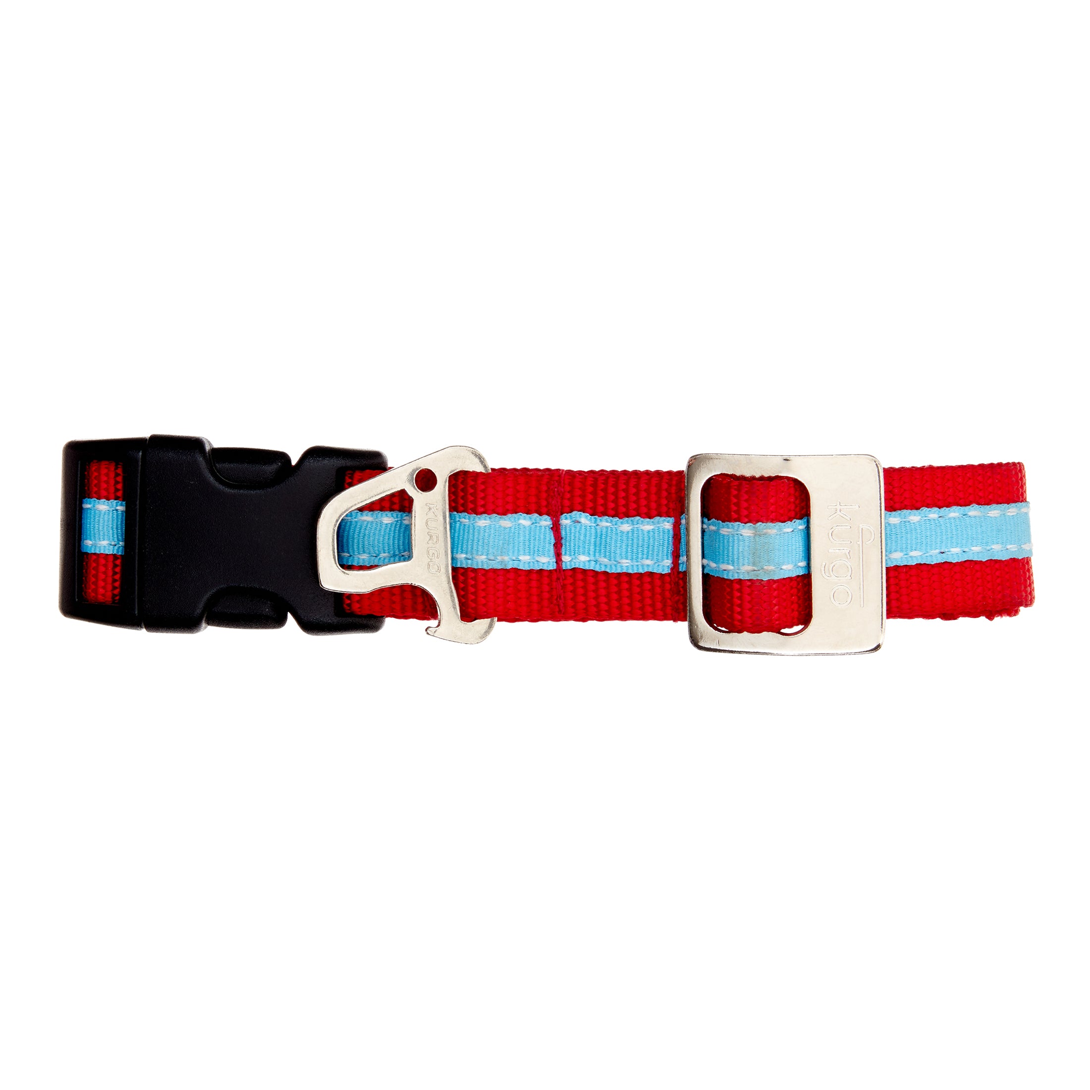 Kurgo Wander Dog Collar， Medium， Red and Blue