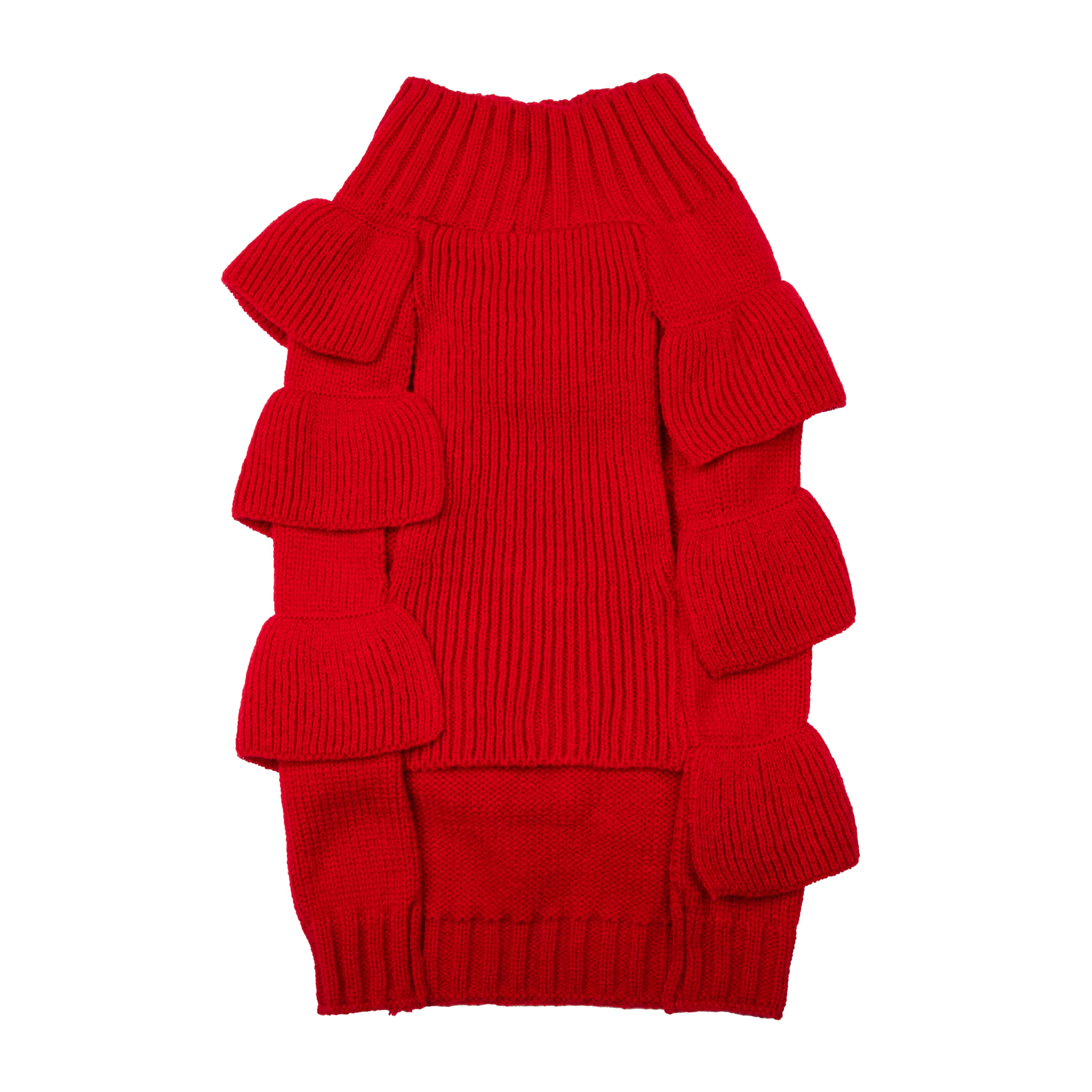 Christian Siriano， Dog Clothes Ruffle Dog or Cat Sweater， Red， XS