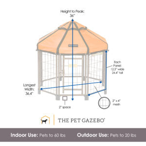 Pet Gazebo Indoor Outdoor Dog Kennel with Waterproof Market-Top Cover， Desert Sunset， 3-ft