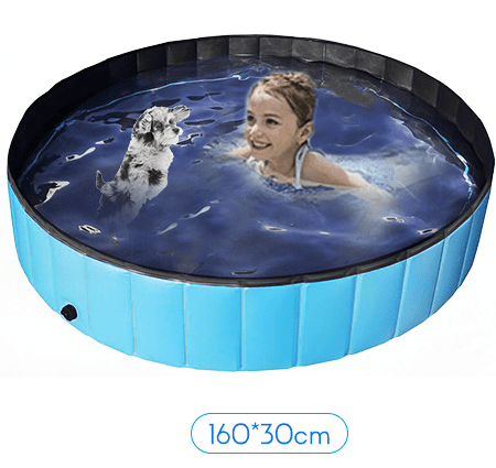 Eccomum Swimming Pool Foldable Dog Pool PVC Kiddie Pool for Dogs Cats and Kids， Blue， 62.88