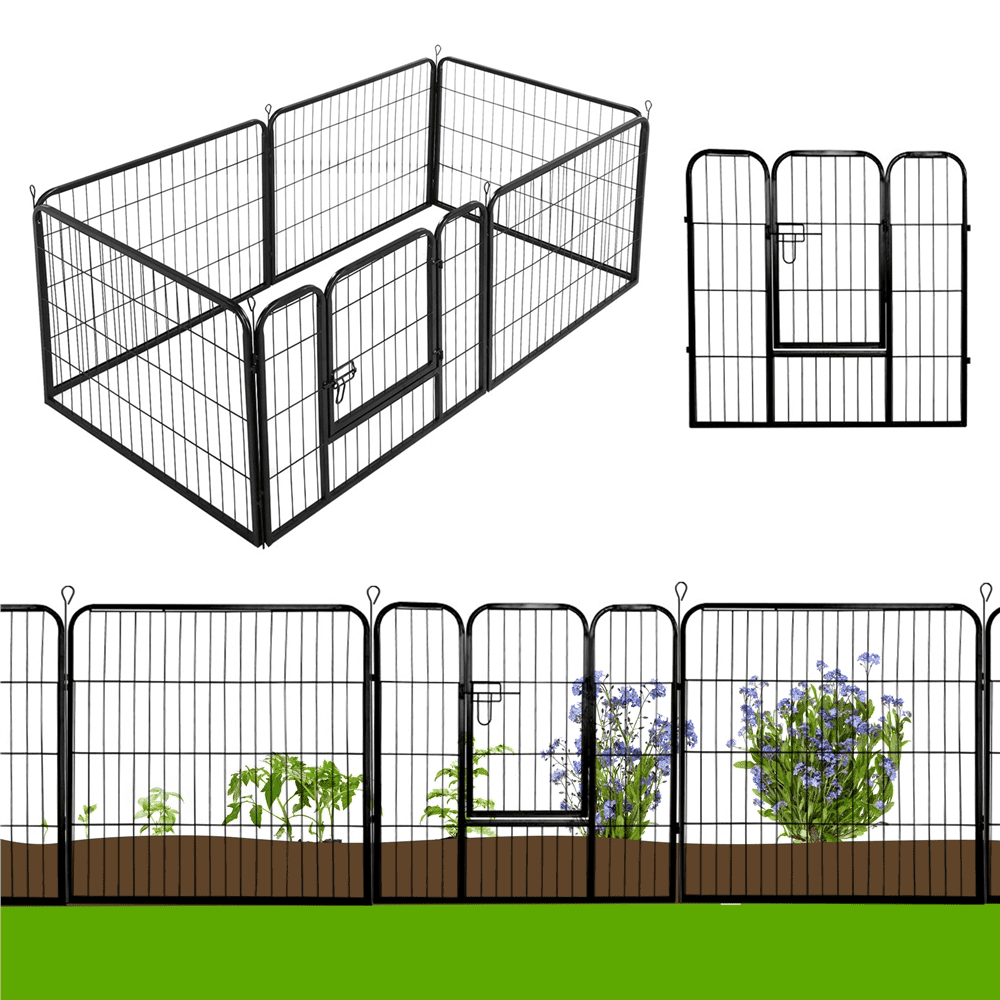 Topeakmart 6 Panels Heavy Duty Pet Playpen Dog Exercise Pen Cat Fence， 23.6''H， Black