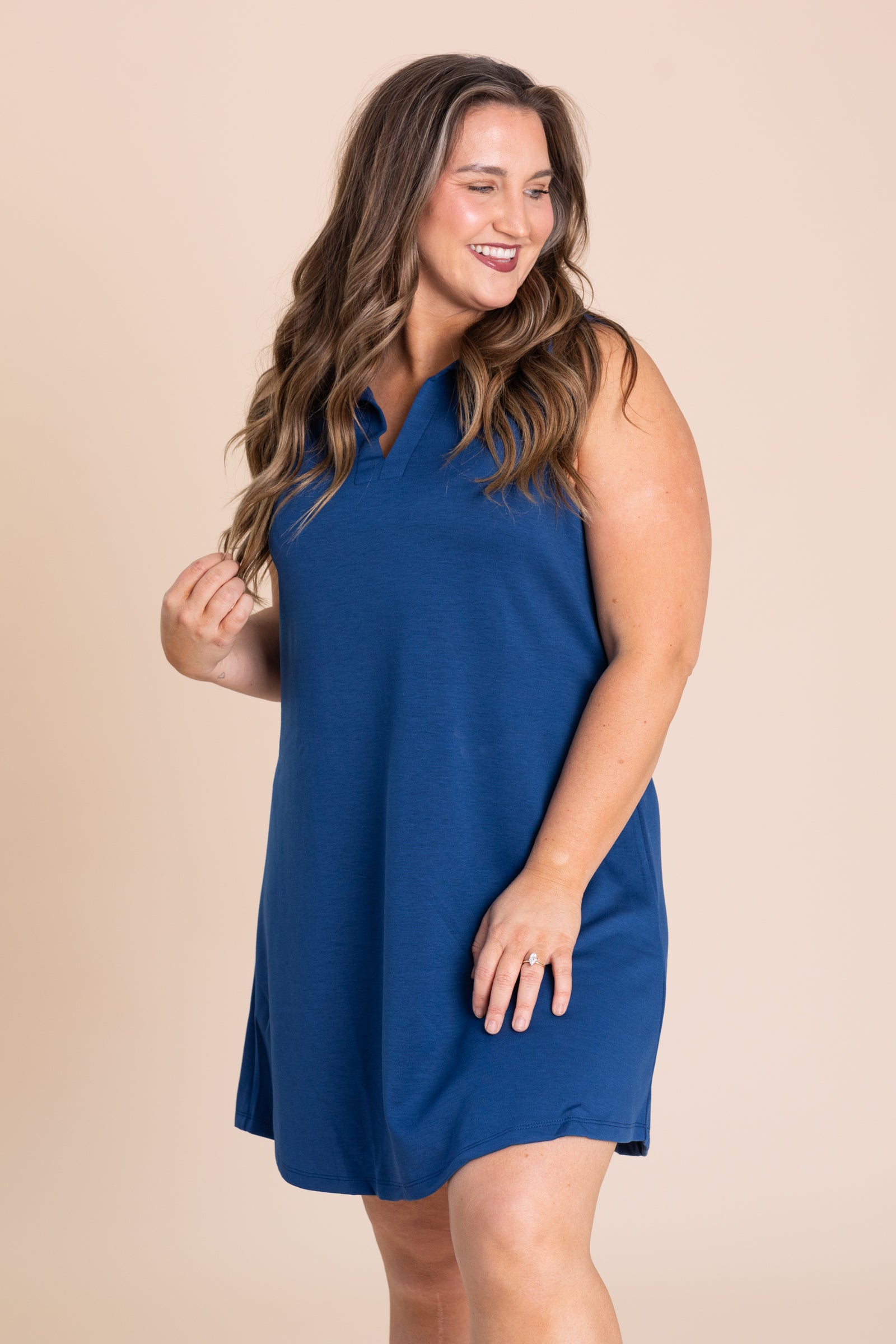 Collared V-Neck Scuba Dress