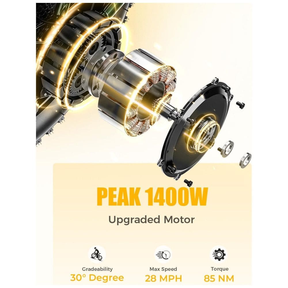 Bicicleta Elétrica Dobrável Ranger 2.0, Motor 1400W Pico, Bateria 600Wh, Autonomia 96 km, Pneus 20x4.0, Freio 180mm, Suspensão, Até 45 km/h