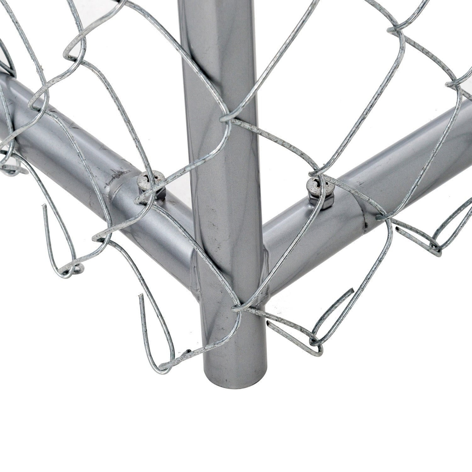 Lucky Dog Single-Door Chain Link Heavy Duty Outdoor Kennel， Silver， 5'L x 5'W x 4'H