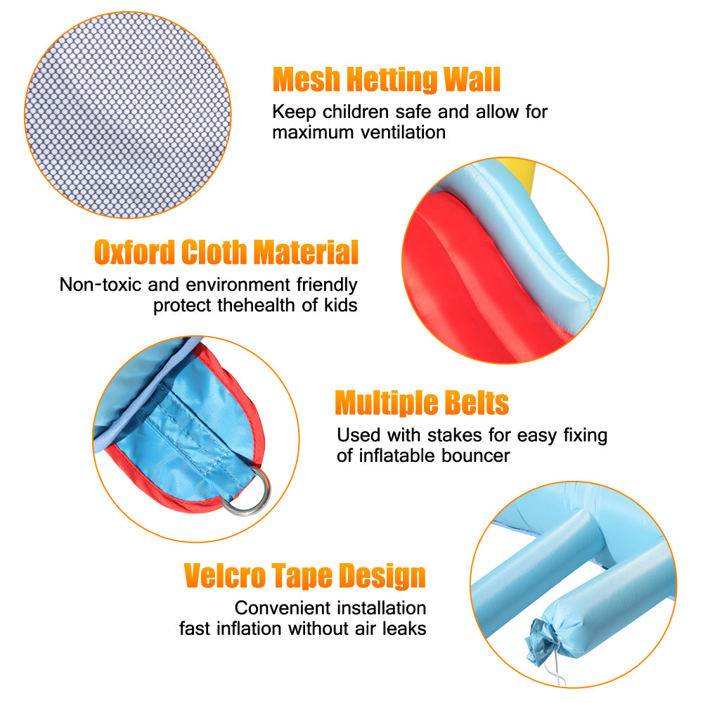 Track 7 Bounce House Inflatable Jumping Castle with a Basketball Hoop，Slide And Three Balls