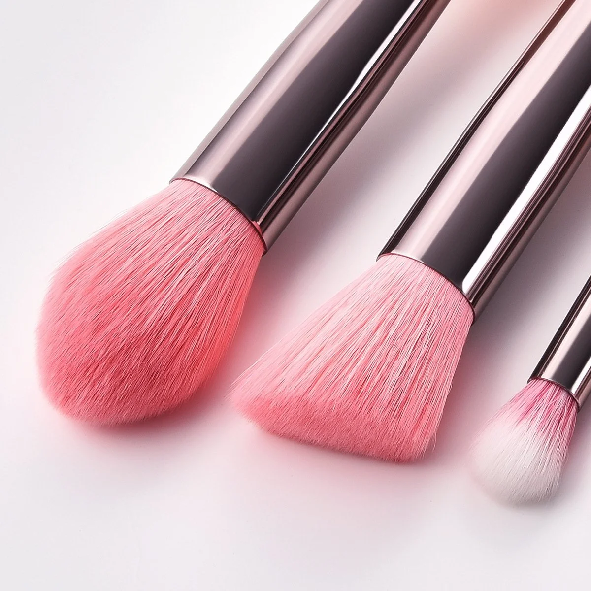 Custom Logo Pink Makeup Brushes Rose Gold Ferrule Brush Makeup Kit
