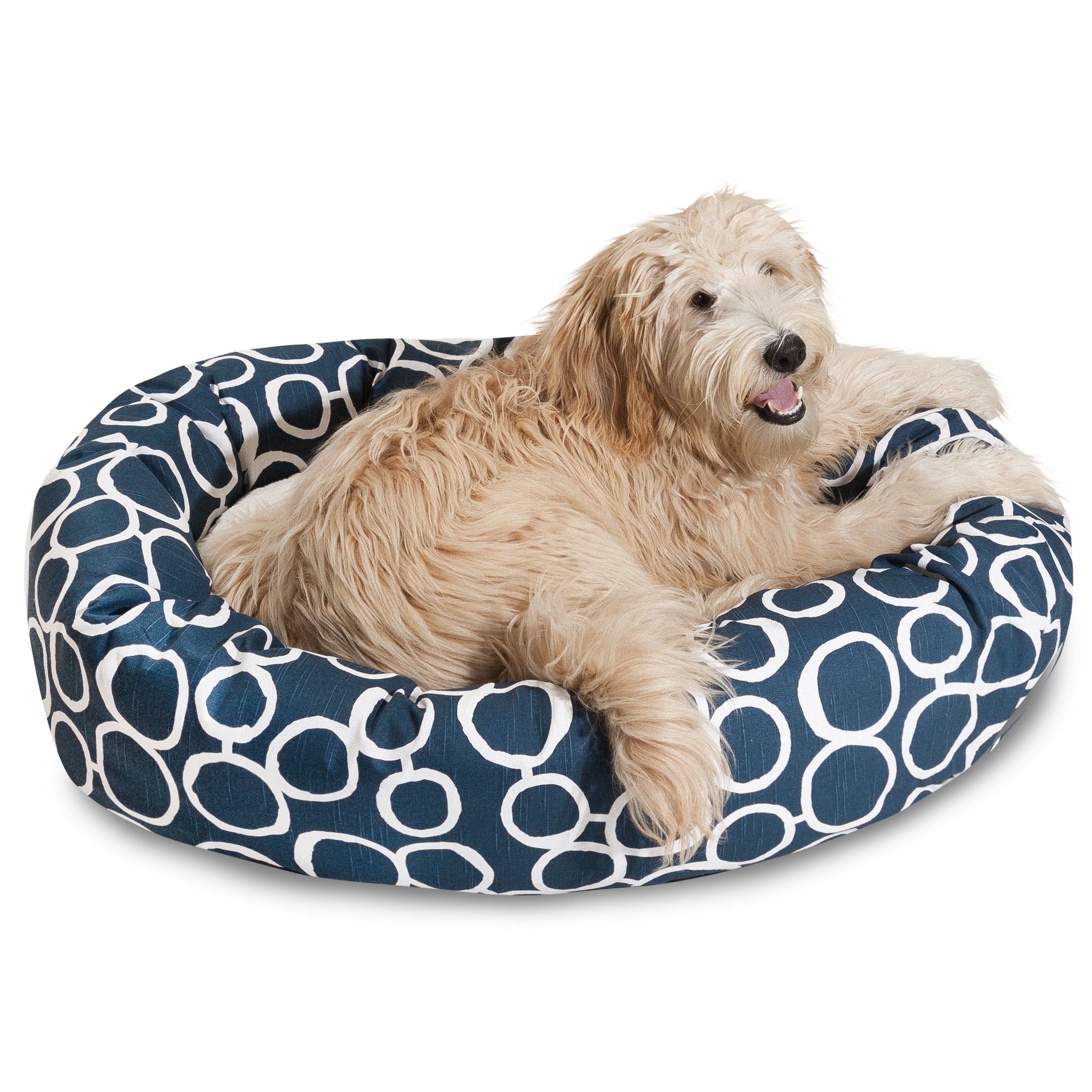Majestic Pet | Fusion Sherpa Bagel Pet Bed For Dogs， Navy， Extra Large
