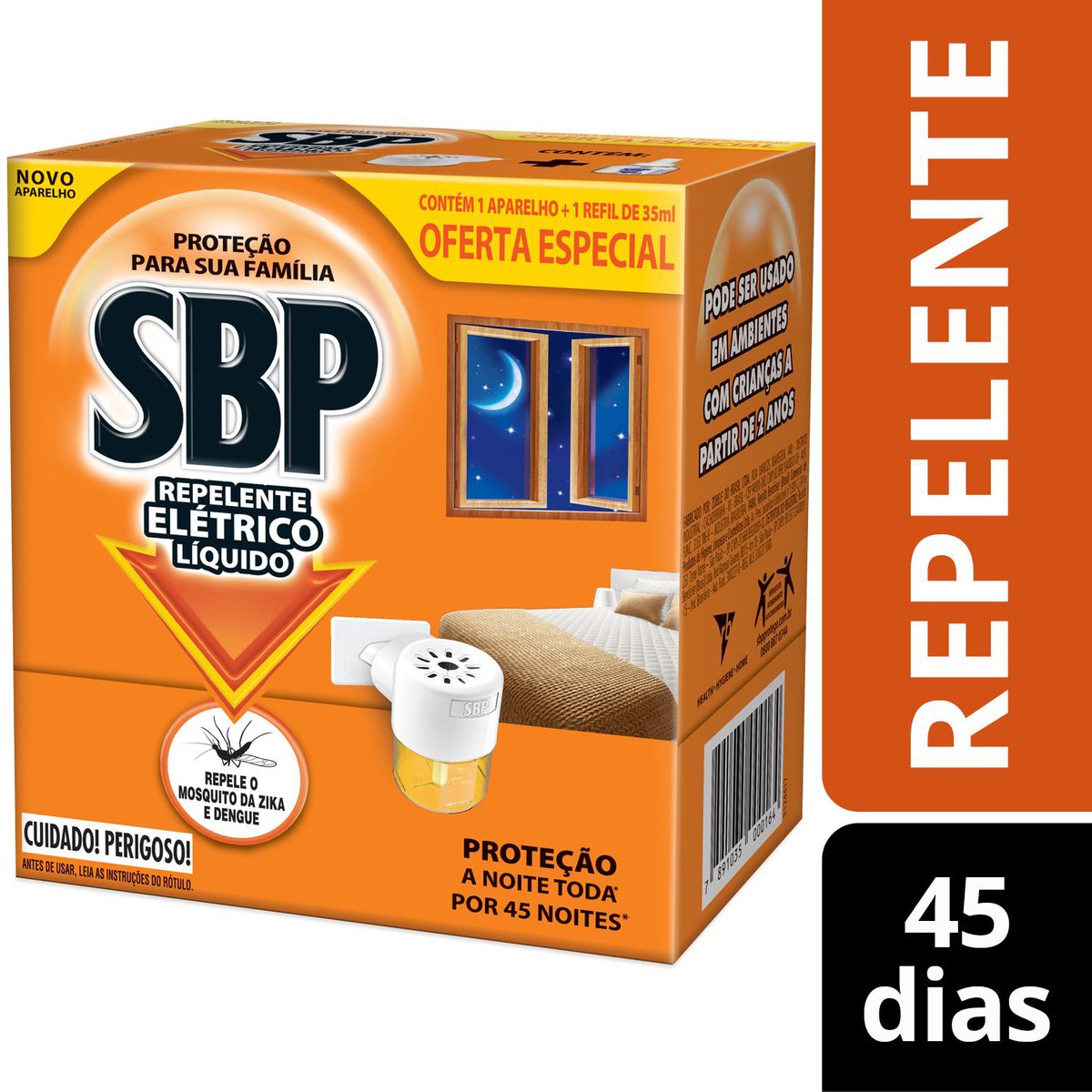 Repelente Eletrico Liquido SBP 45 Noites Novo Aparelho + Refil