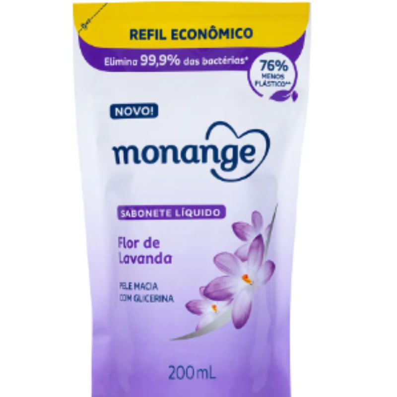 Refil Sabonete Liquido Monange Flor de Lavanda 200ml