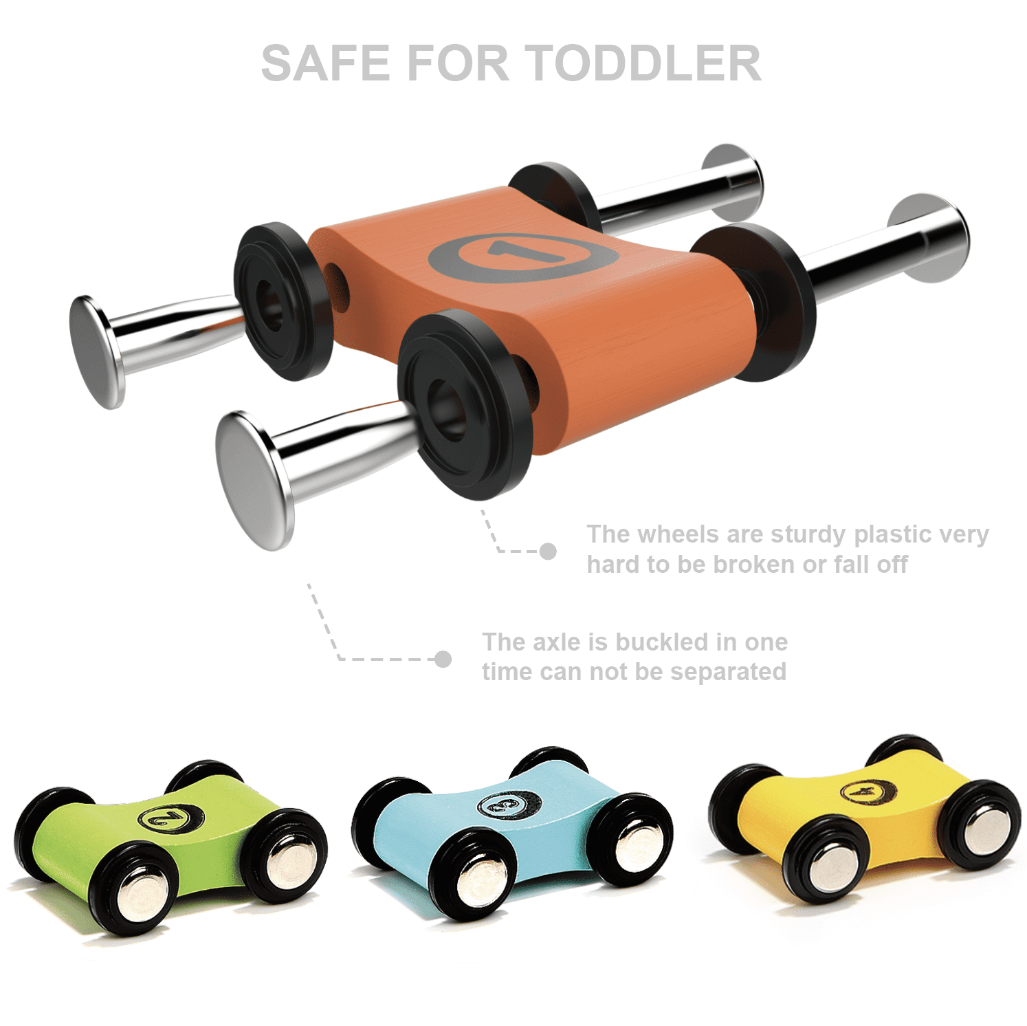 TOP BRIGHT Car Ramp Toy for 2 3 Year Old Boy Gifts， Toddler Race Track Toy for 18 Month Old with 4 Wooden Cars and 3 Car Garage