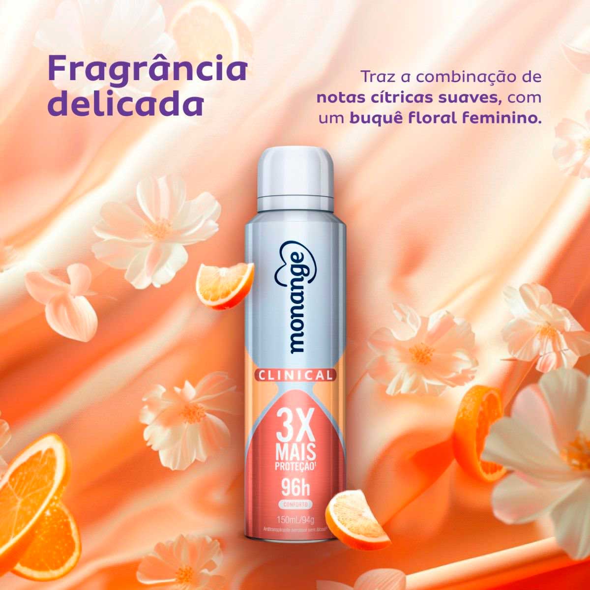 Desodorante Clinical Conforto Aerossol Antitranspirante Monange Feminino 150ml