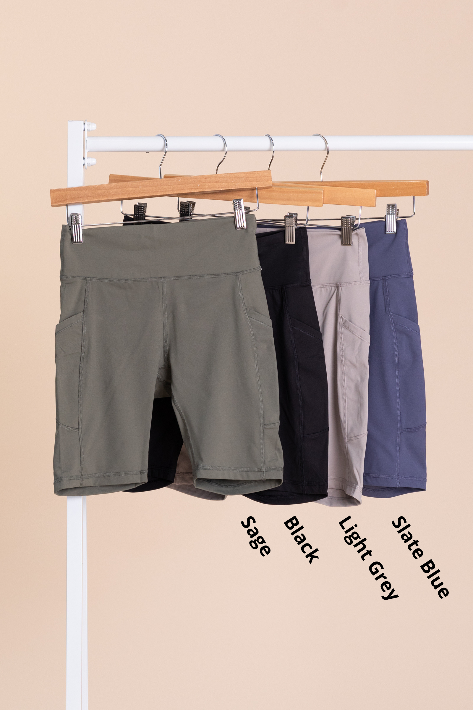 Solid Active Bike Shorts With Pockets