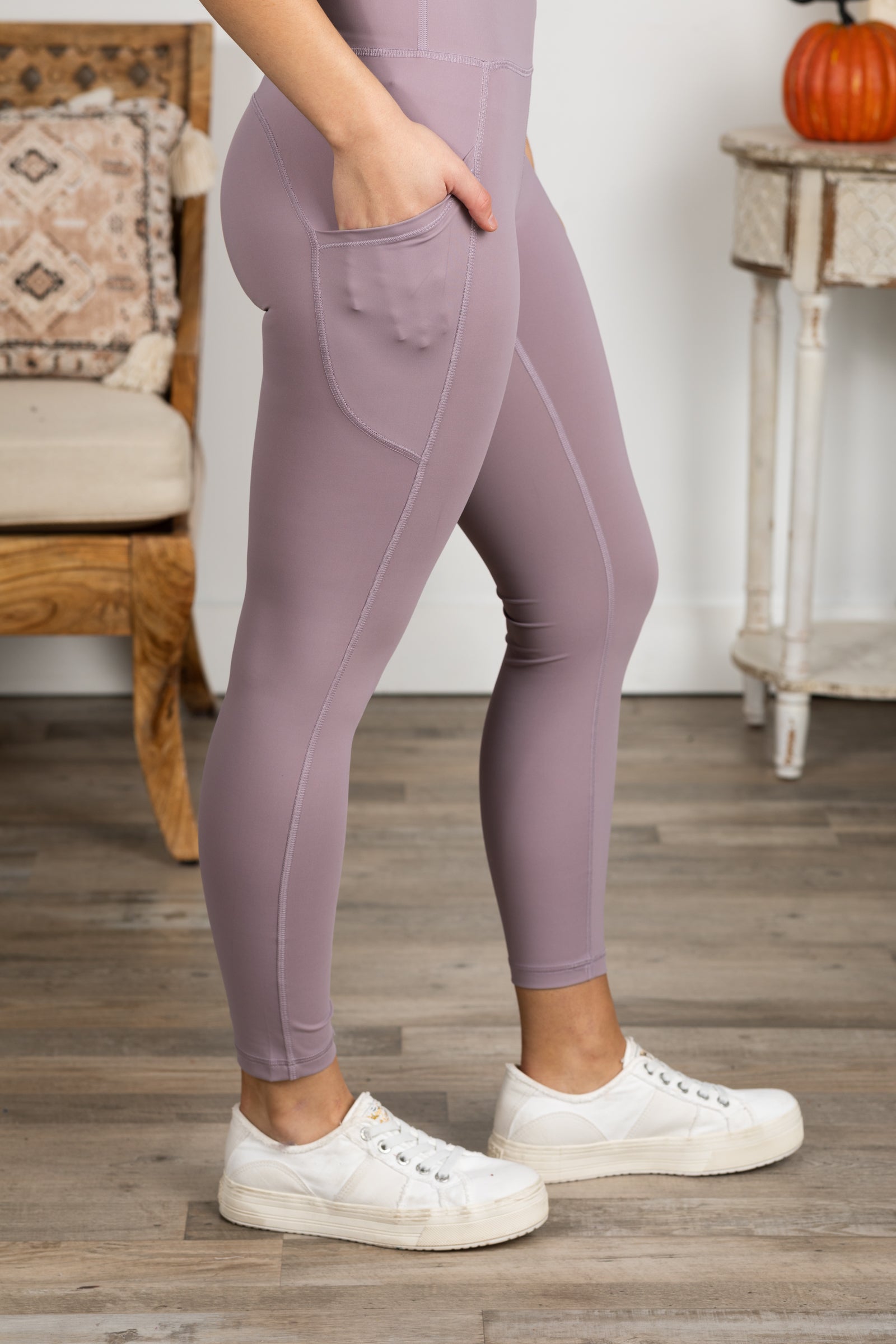 Wide Waistband Leggings With Pocket
