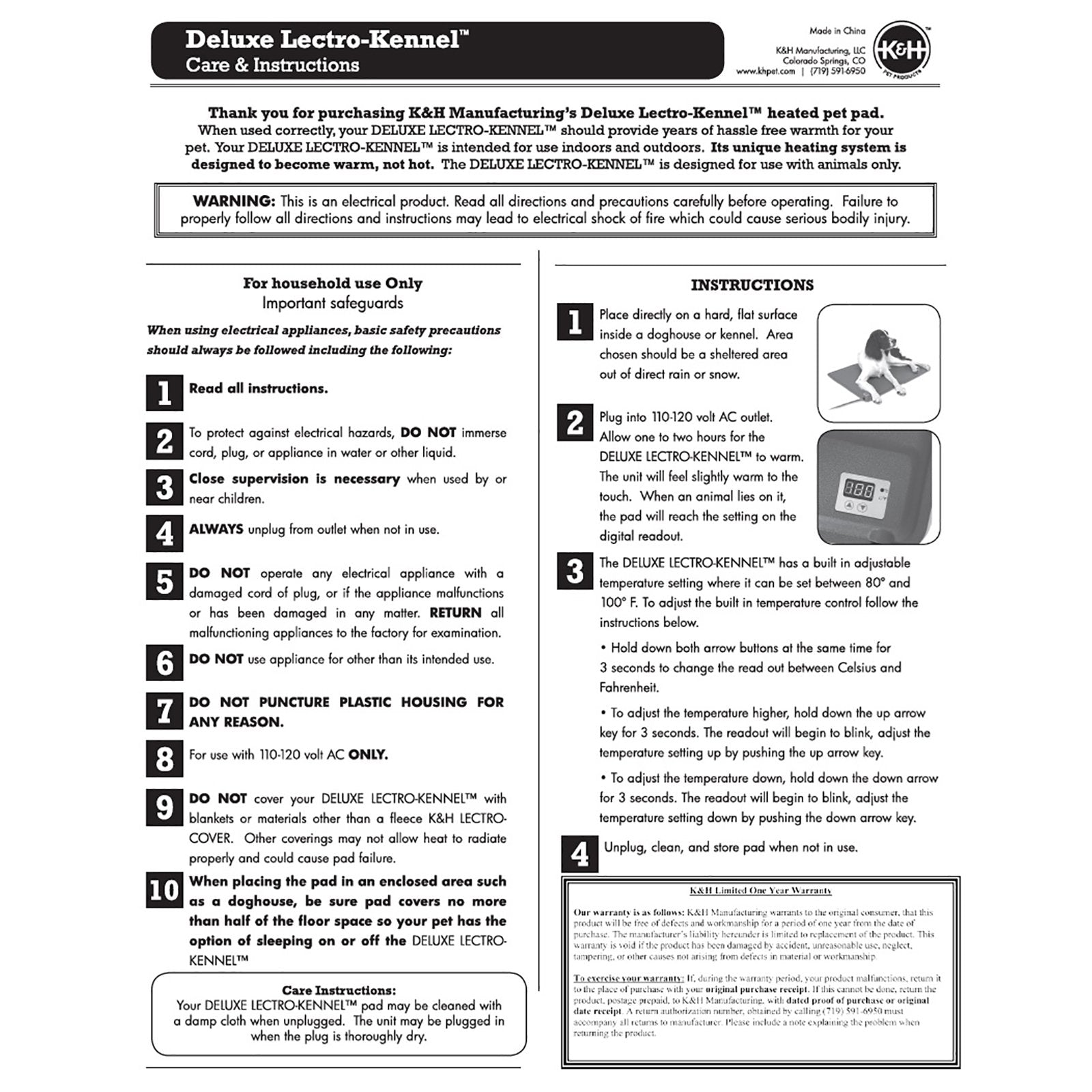 KandH Pet Products Deluxe Lectro-Kennel Dog Pad， Large， Gray