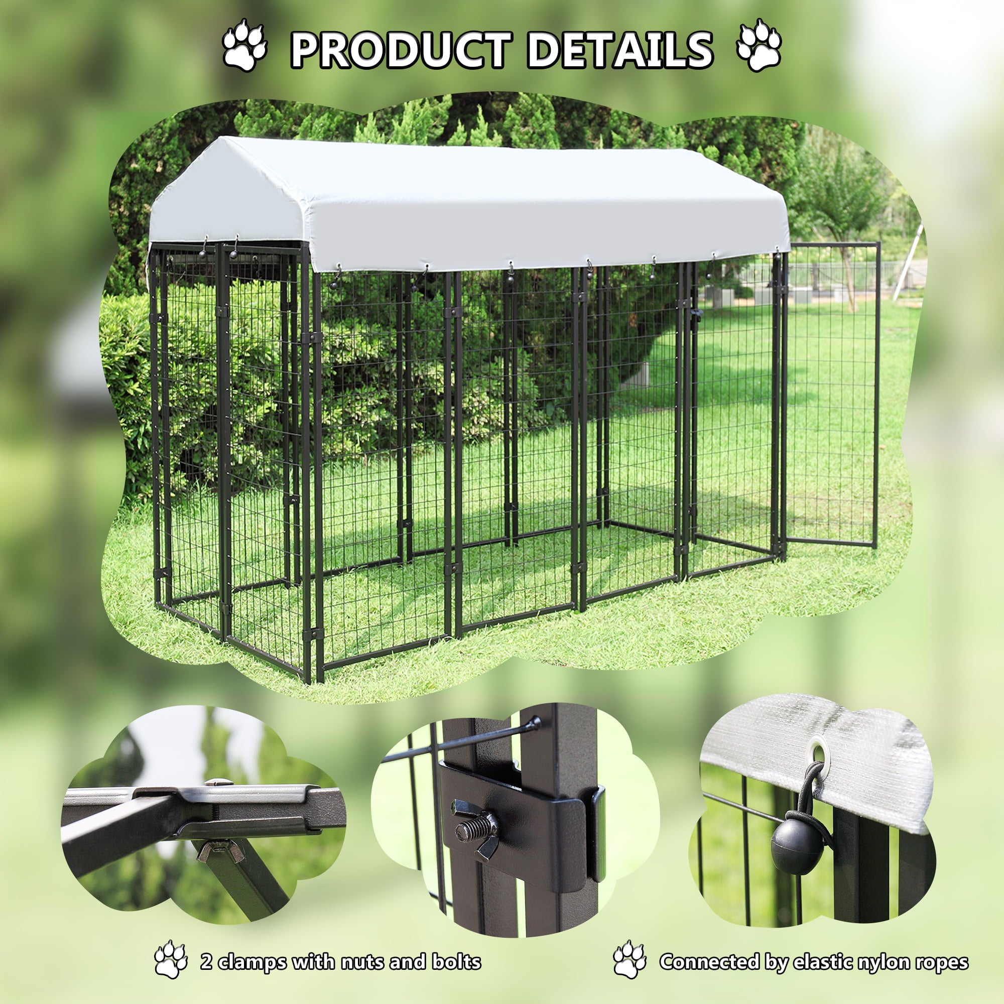 Coziwow Large Outdoor Dog Kennel Pets Heavy Duty Dog Cage Pet Playpen With Waterproof Cover