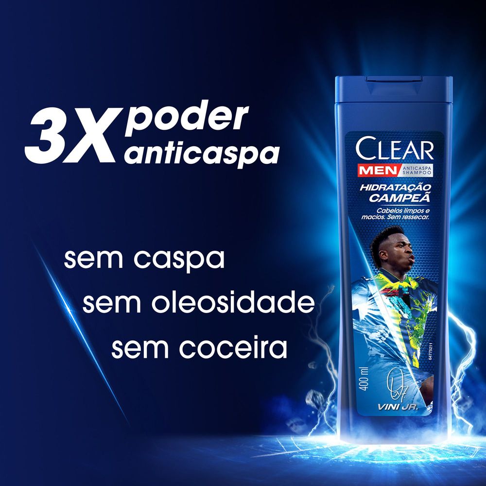 Shampoo Anticaspa Vini Jr Clear Men Hidratacao Campea 400ml