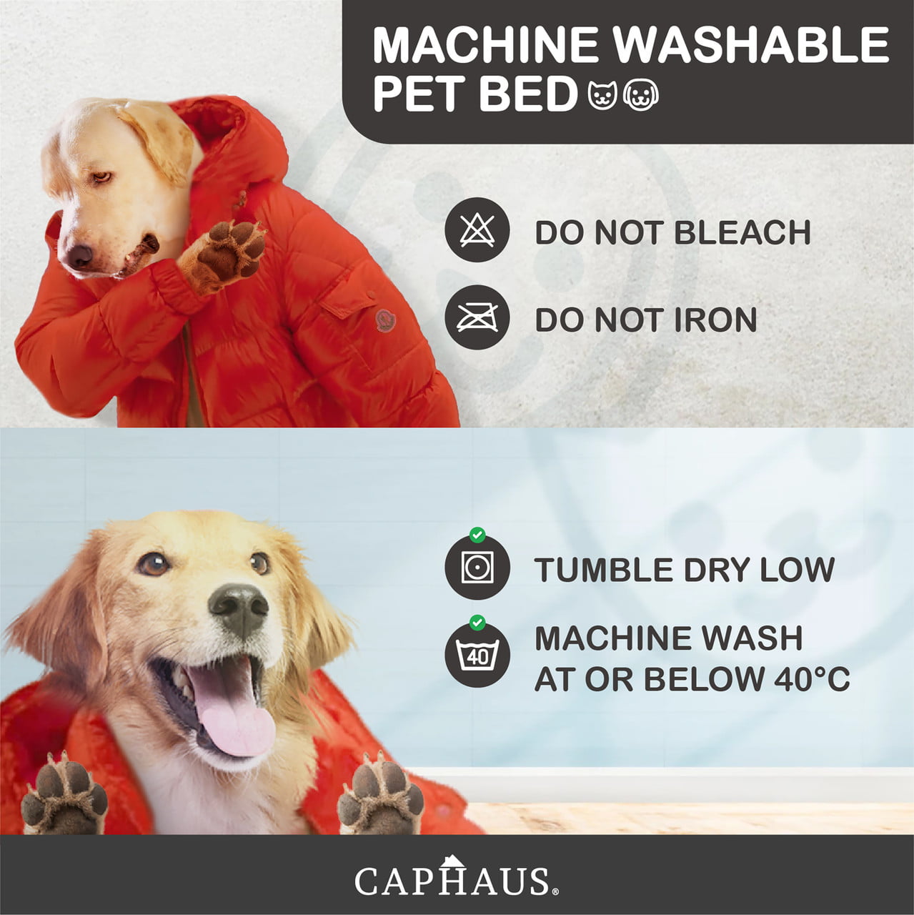 CAPHAUS 32/37 Inch Dog Bolster Couch Bed for Small/Medium/Large Dogs， Orthopedic Cat Bed for Indoor Cats， Calming， Anti-Slip Bottom， Washable， Anti-Anxiety Fluffy Soft Pet Bed in Blue， Brown， Gray