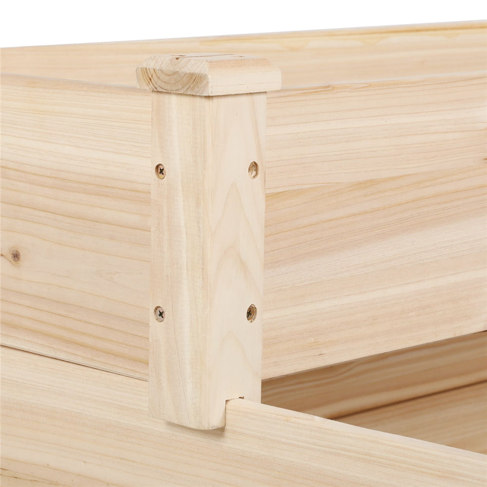 Easyfashion Raised/Elevated Garden Bed Tiered Planter Box, Natural Wood