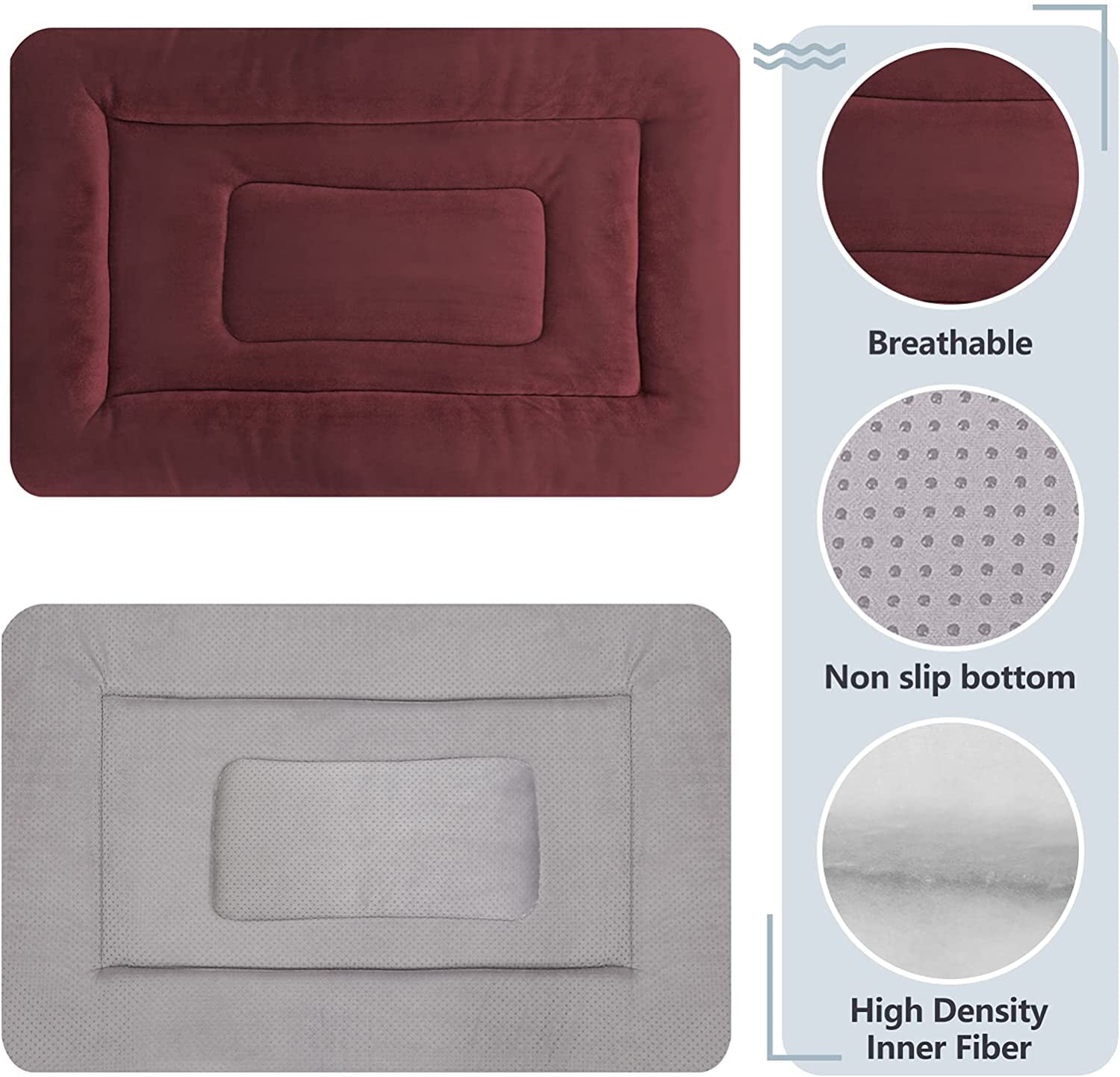 PROCIPE Pet Bed Washable Dog Crate Mat Anti-Slip Kennel Pads 42 inch Red