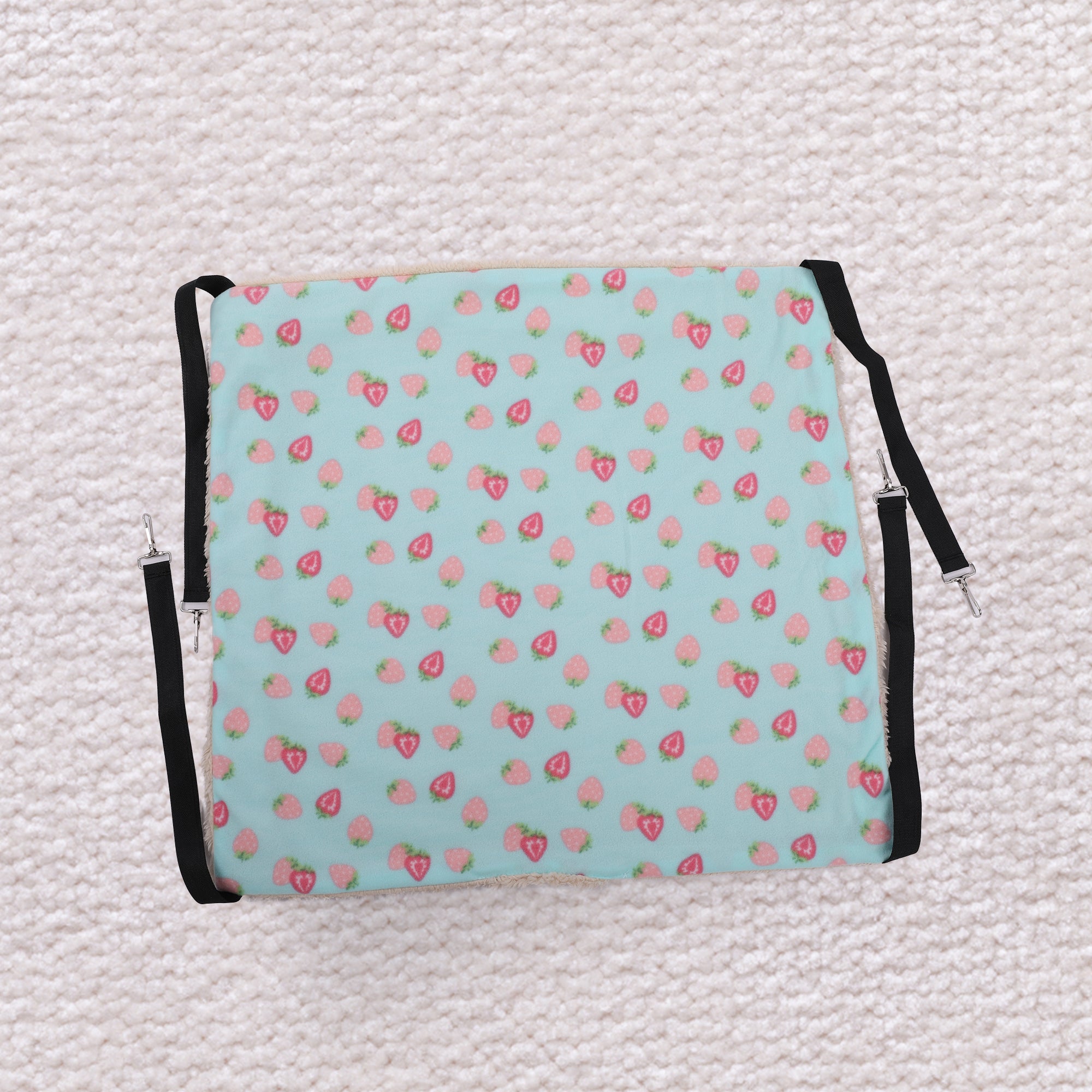 PUMYPOREITY Cat Hanging Hammock Bed， Soft Plush Cat Hanging Bed， Pet Cage Hammock with Adjustable Straps and Metal Hooks， Double-Sided Hanging Bed for Cat， Puppy， Piggy， Kitten， Rabbit