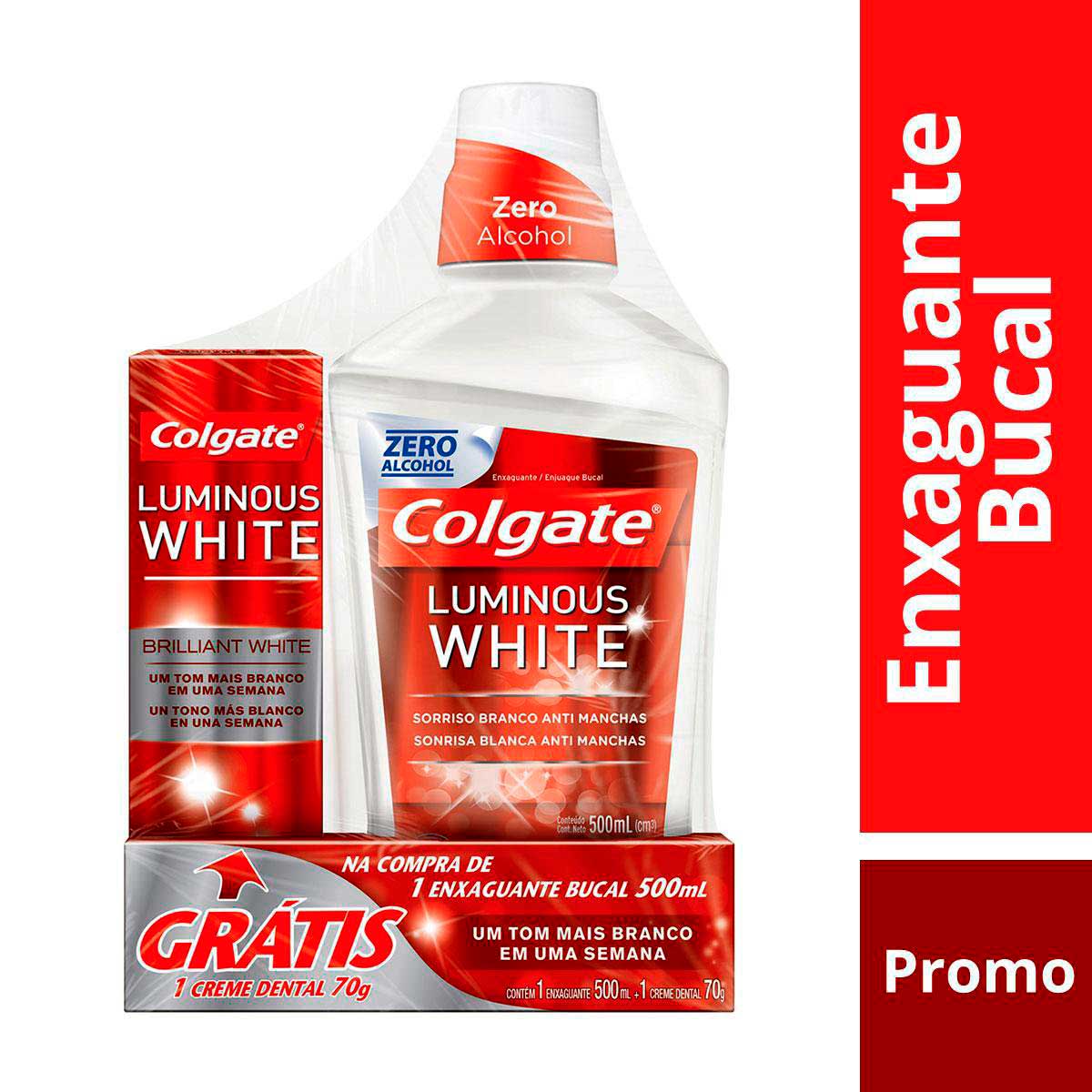 Enxaguante Bucal Para Clareamento Dental Colgate Luminous White 500ml Promo Gratis 1 Creme Dental