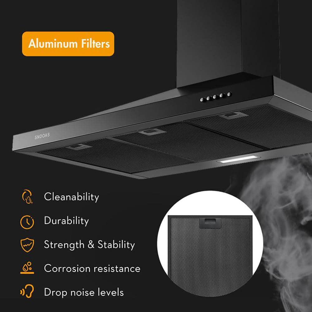 36 in 450 CFM Convertible Wall Mount Range Hood in Black Stainless Steel