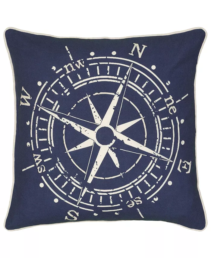 Rizzy Home Compass Polyester Filled Decorative Pillow， 18