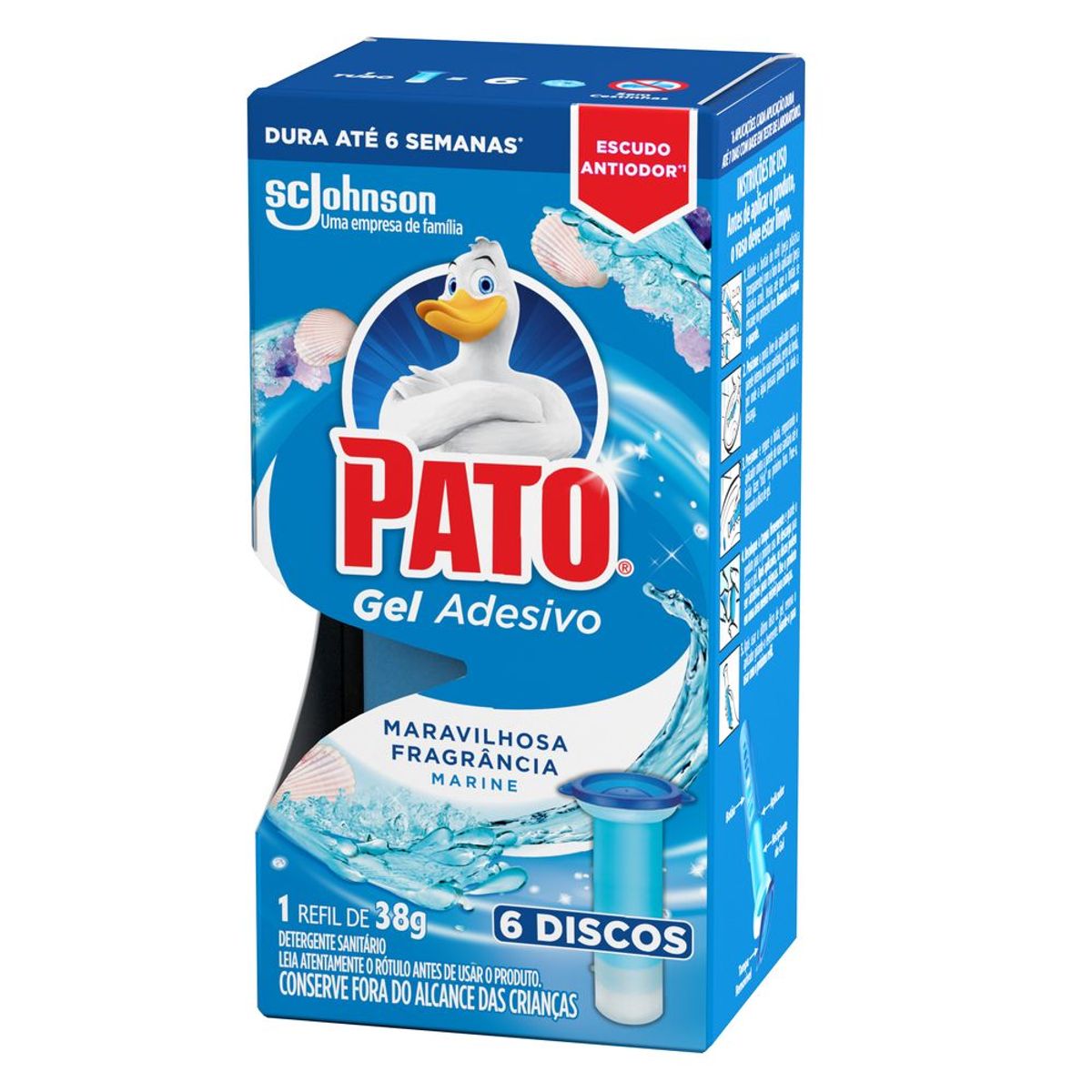 Desodorizador Sanitario Pato Gel Adesivo Marine Refil 6 Discos