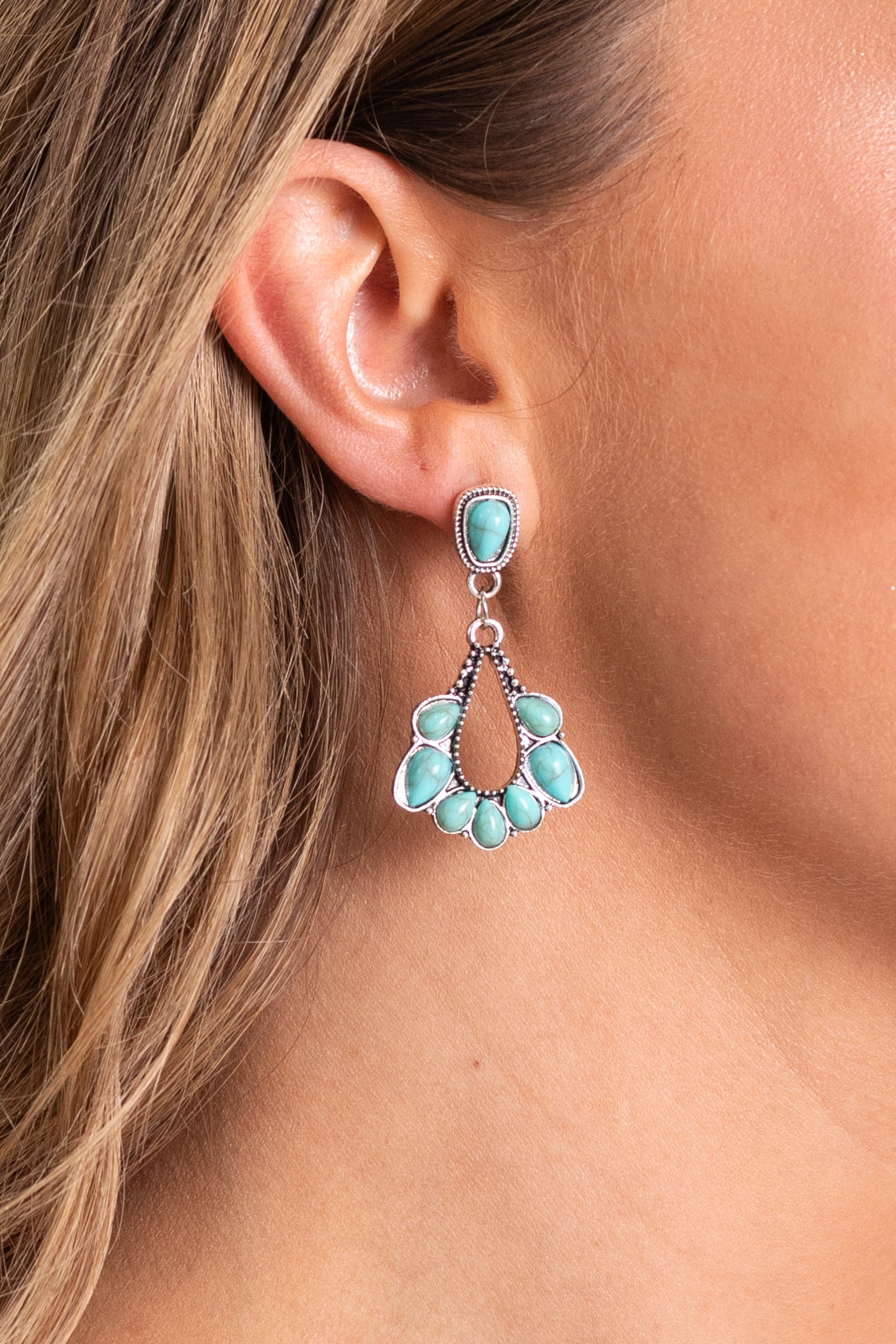 Vintage Silver Turquoise Boho Earrings