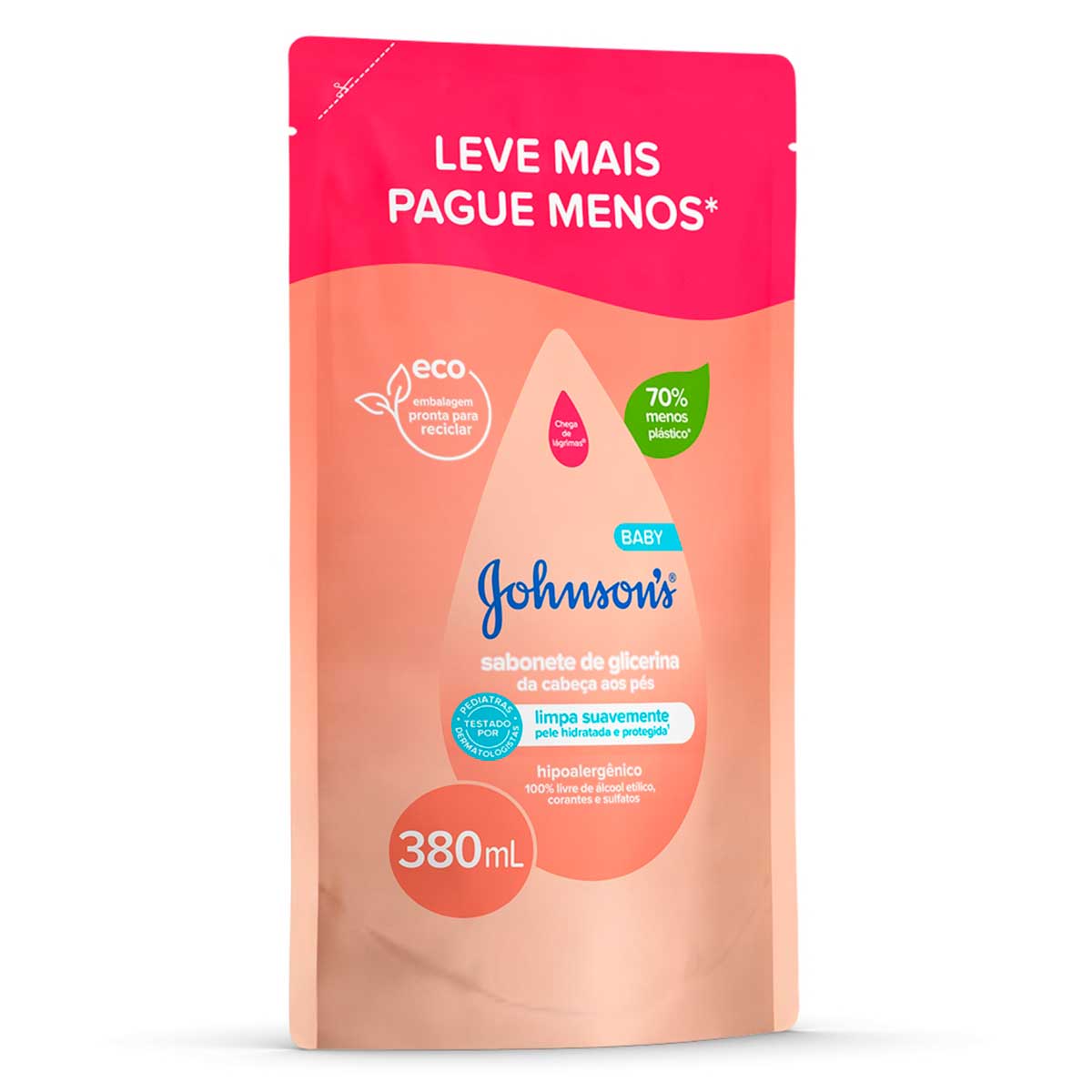 Sabonete Liquido Infantil Johnson¿s Baby Da Cabeca Aos Pes de Glicerina 380 ml