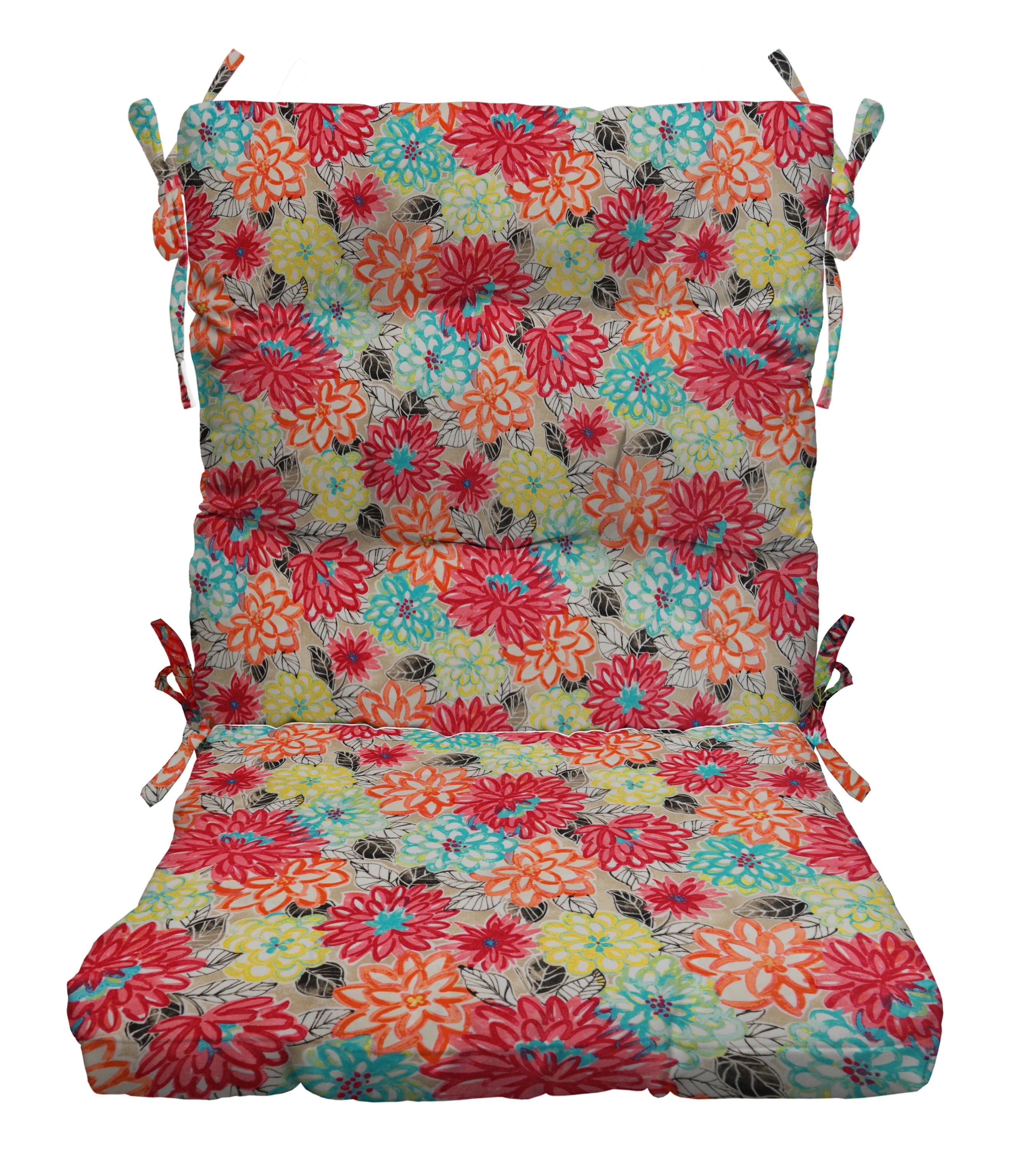RSH Décor Indoor Outdoor Tufted High Back Chair Cushion， Artistic Floral
