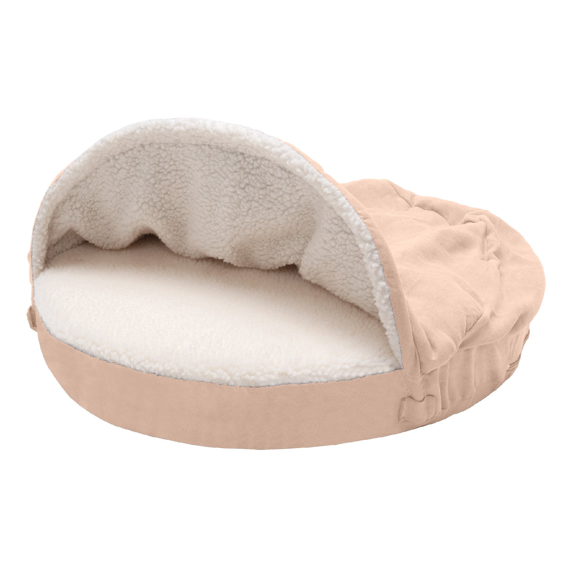FurHaven | Orthopedic Faux Sheepskin Snuggery Burrow Pet Bed for Dogs and Cats， Cream， 26-Inch