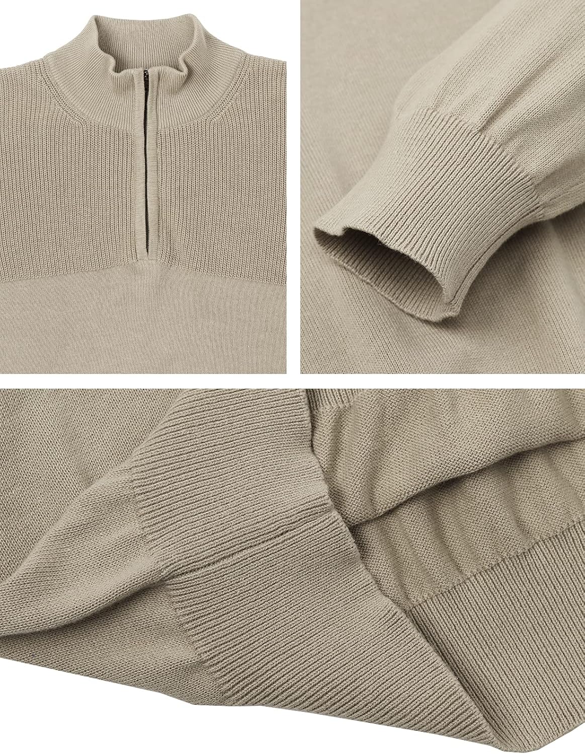 H2H Mens Casual Slim Fit Pullover Sweaters Long Sleeve Knitted Fabric Zip Up Mock Neck Polo Sweater