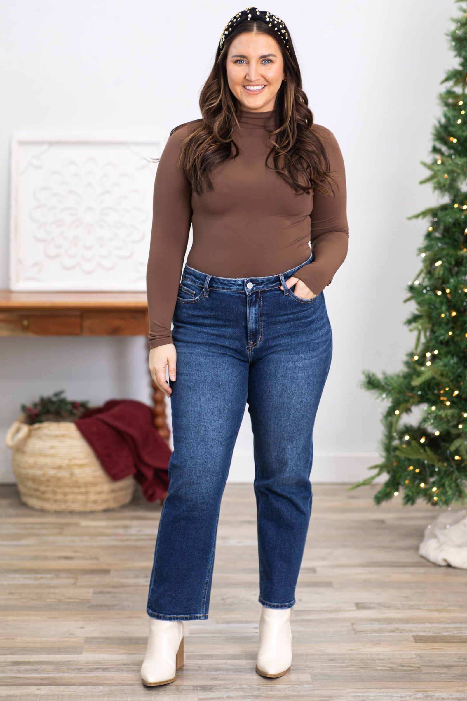 Mica High Wedge Straight Leg Jeans