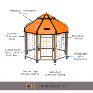 Pet Gazebo Indoor Outdoor Dog Kennel with Waterproof Market-Top Cover， Desert Sunset， 3-ft