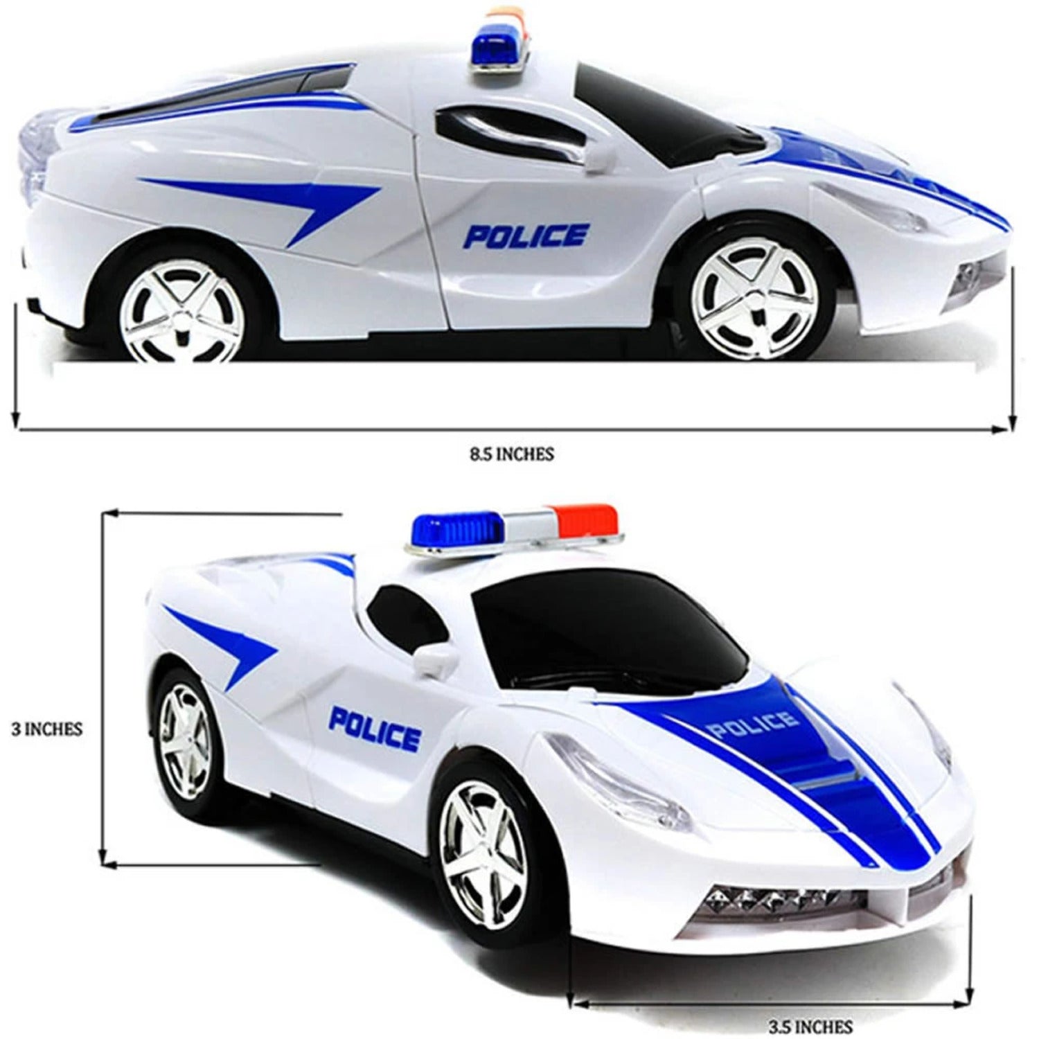 Happy Toys 2-In-1 Transformer Robot Police Car Toy