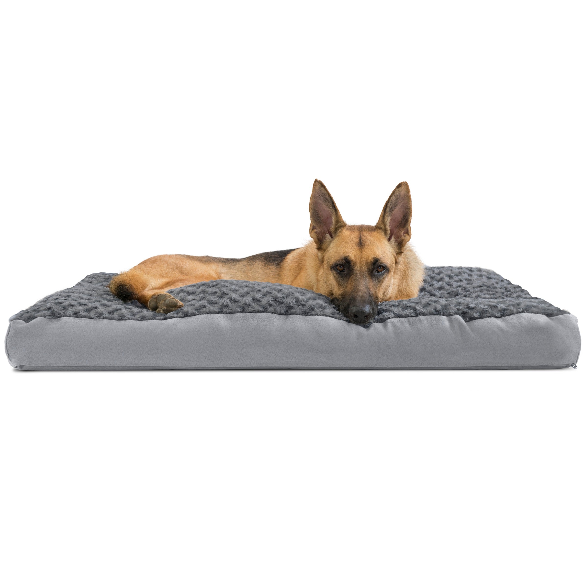 FurHaven Pet Products | Deluxe Plush Pillow Pet Bed for Dogs and Cats， Gray， Extra Large